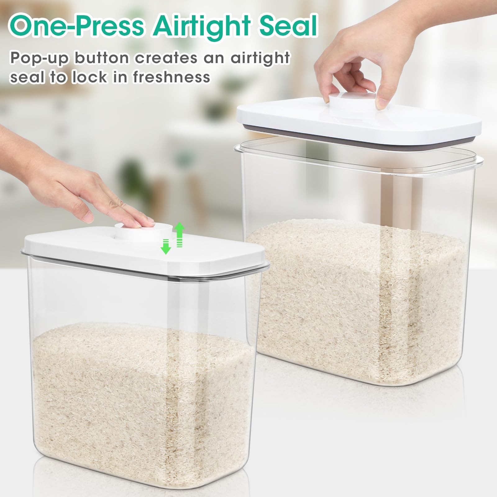TBMax Large Rice Container 25 Lbs with EasyCarrying Handles 12.7 Qt Flour Sto…
