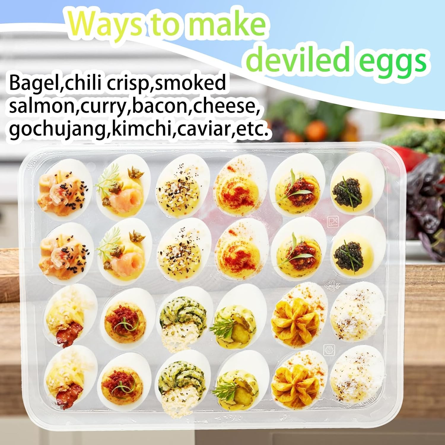 3 Pack Deviled Egg Tray w/ Lid 72 Count Stackable Carrier