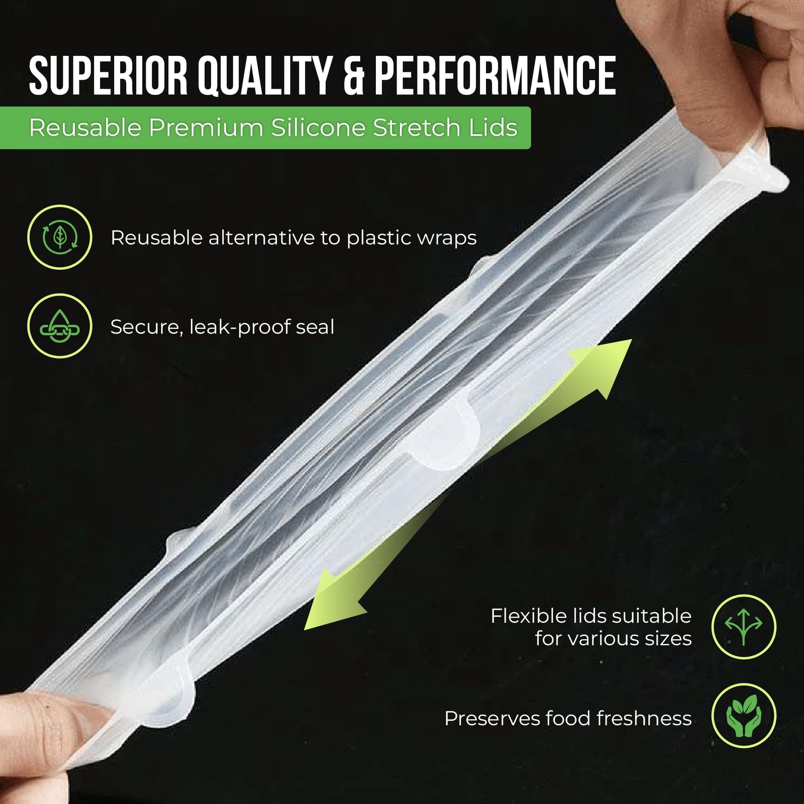 Reusable Silicone Stretch Lids for Food Storage in Fridge – Elastic Heat-Resi…