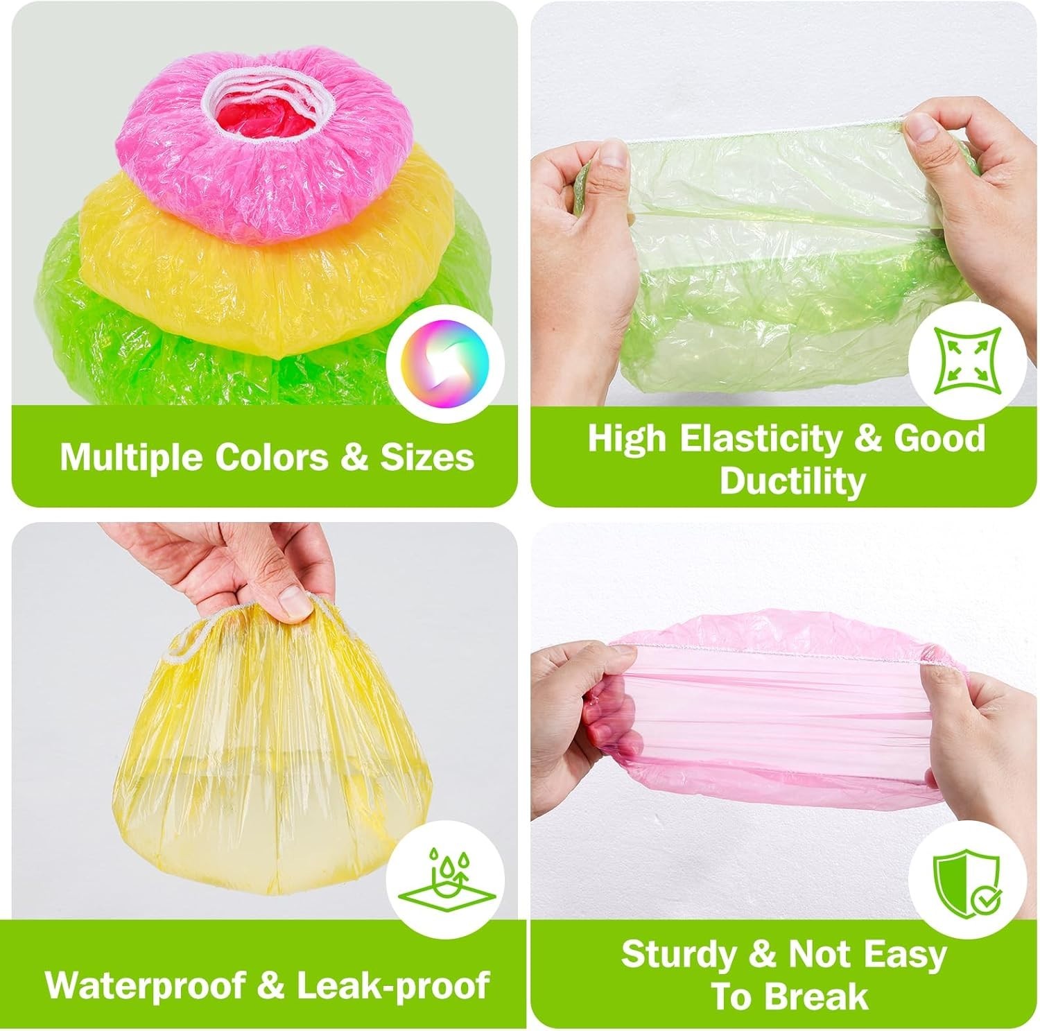 Reusable Bowl Covers Set of 60 Plastic Elastic Food Wraps for Outdoor Picnics