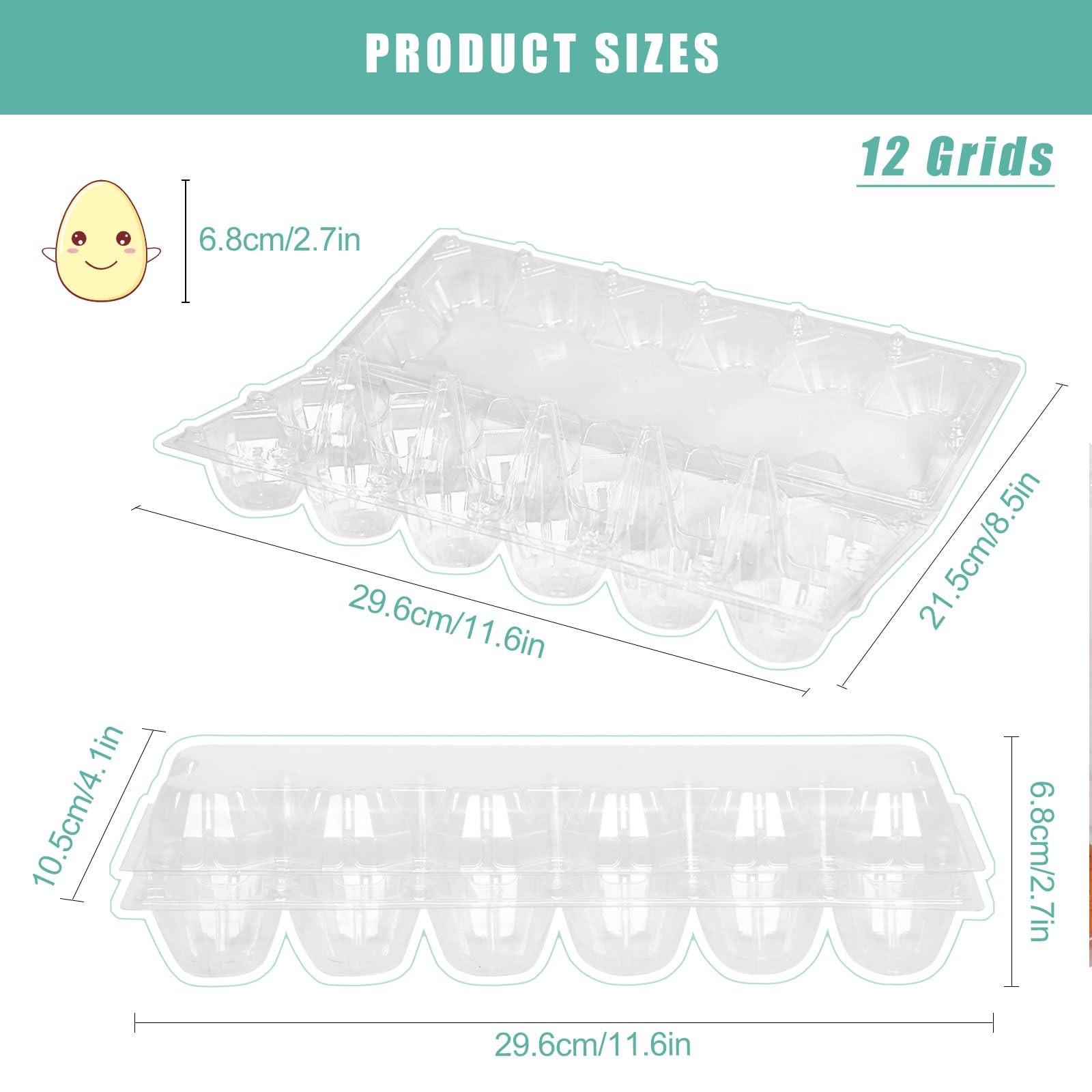 60 Packs 12 Count Clear Egg Cartons, 2 * 6 Grids Design, Perfect for Family, …