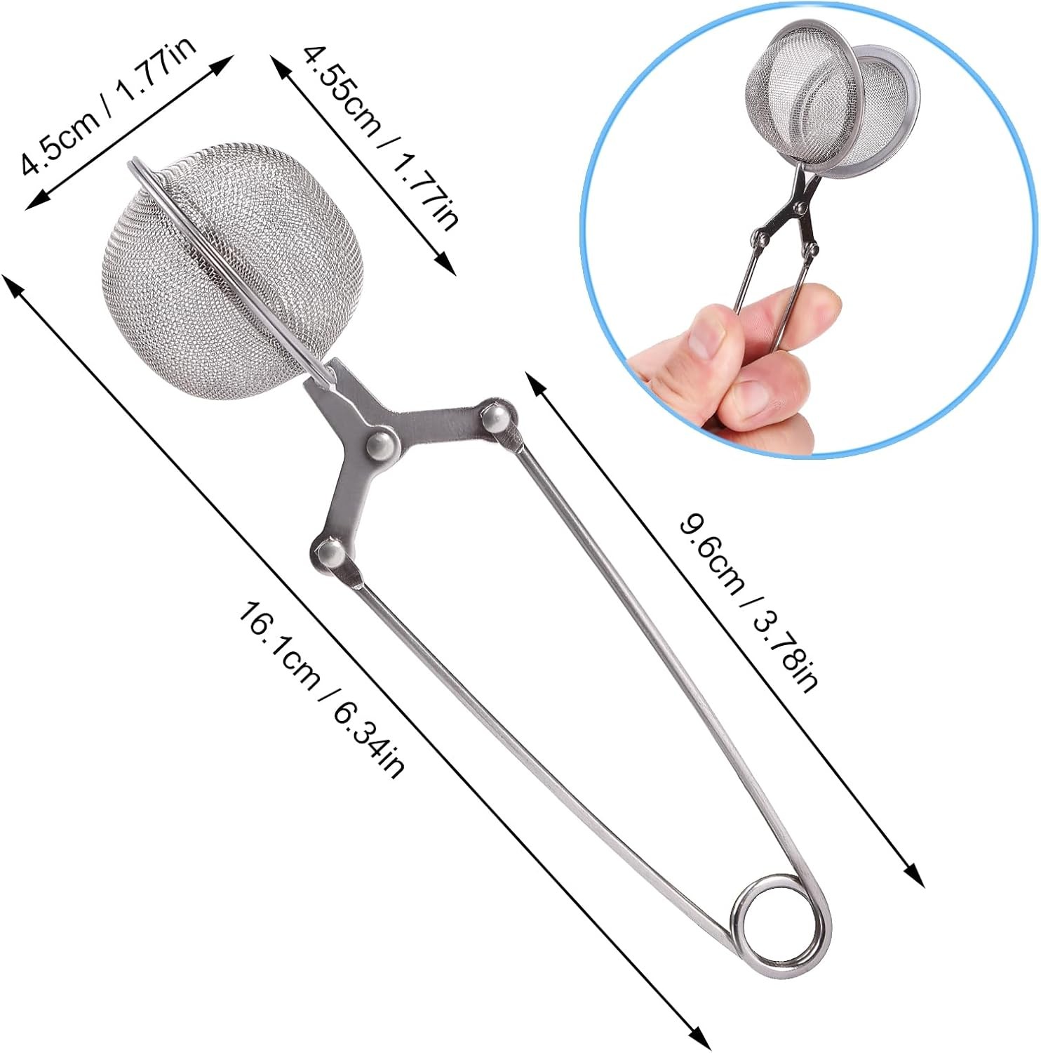 Tea Strainers for Loose Tea, 4 Pack Infuser with Handle Fine Mesh Silver