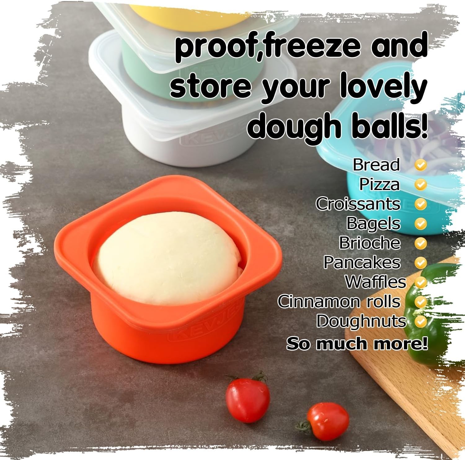 2-Pack 500ml Food Grade Silicone Containers with Airtight Lid for Pizza Dough
