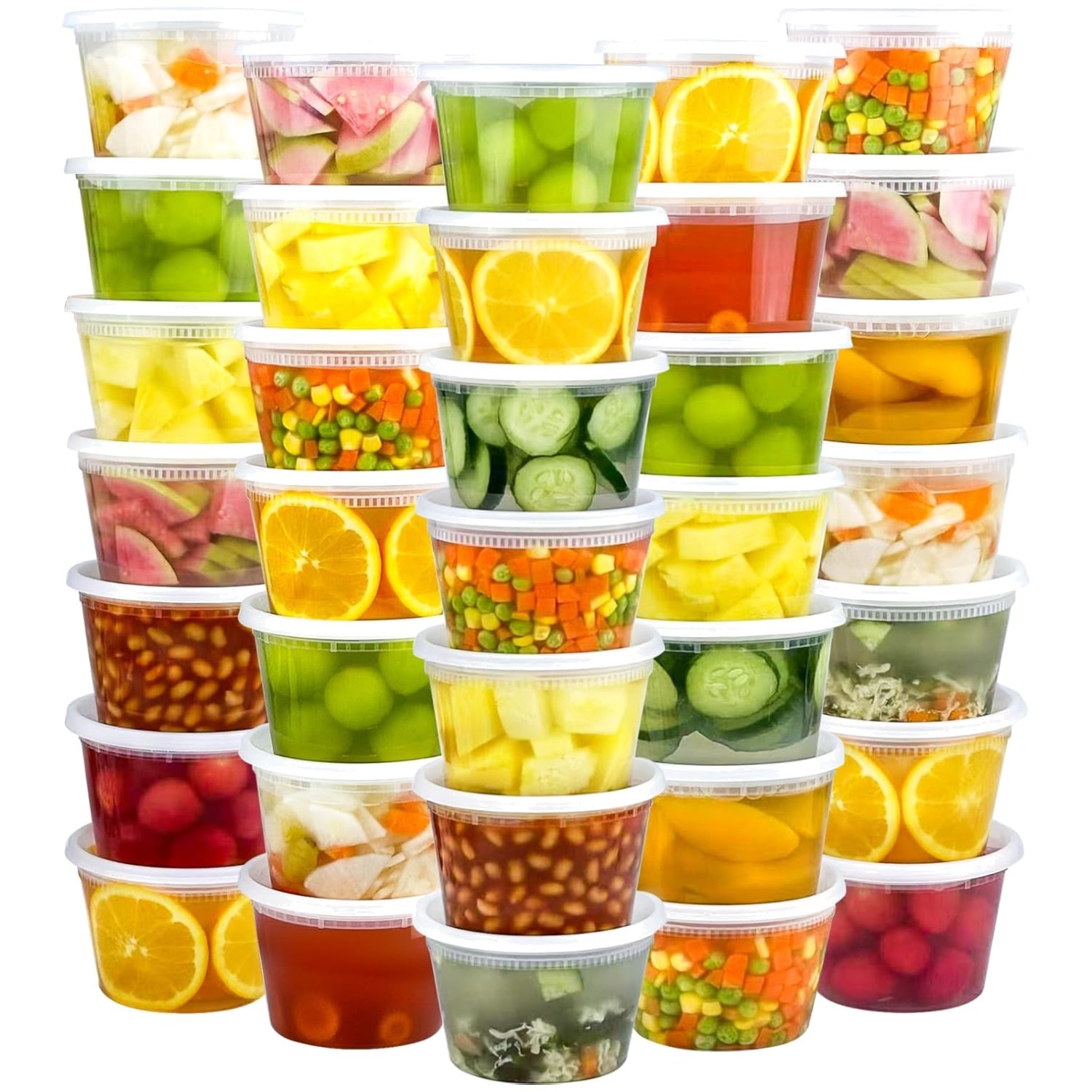 60 Set Food Storage Containers 16 oz – Airtight Lids