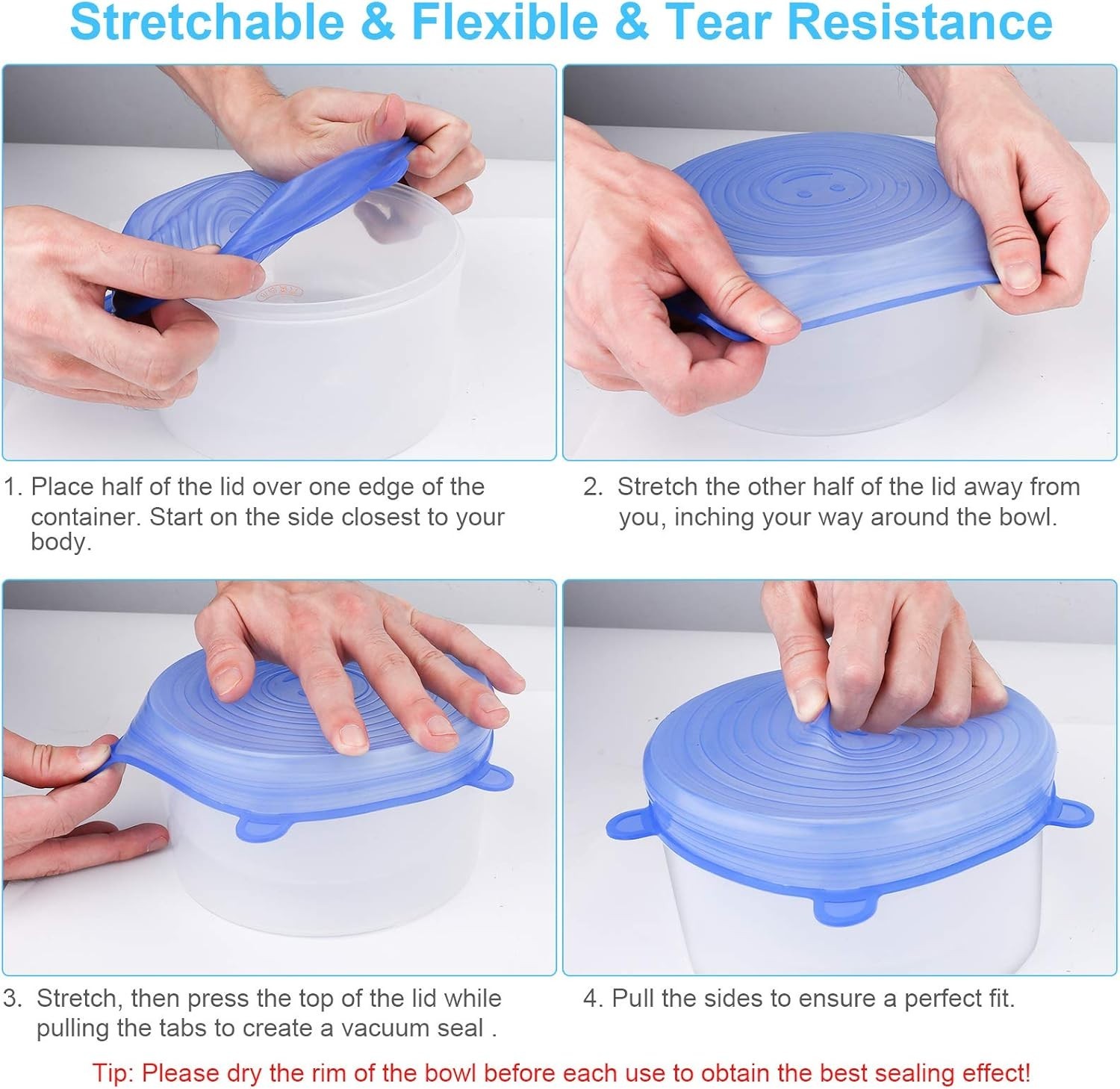 Eco-Friendly 14 PCS Silicone Stretch Lids – Flexible and Dishwasher Safe