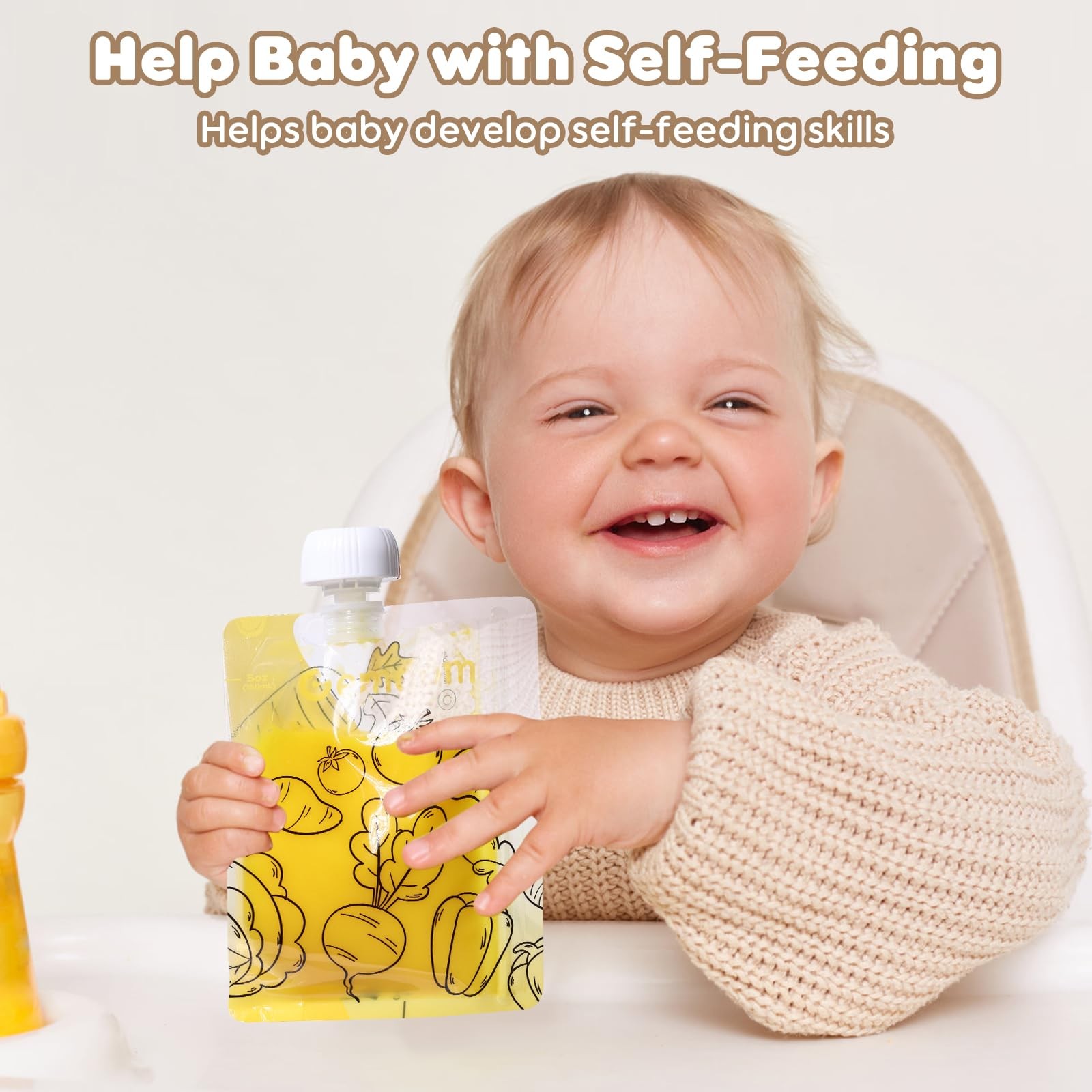 20 Pack Reusable Baby Food Pouches for Toddlers, Refillable Squeeze Pouch for…