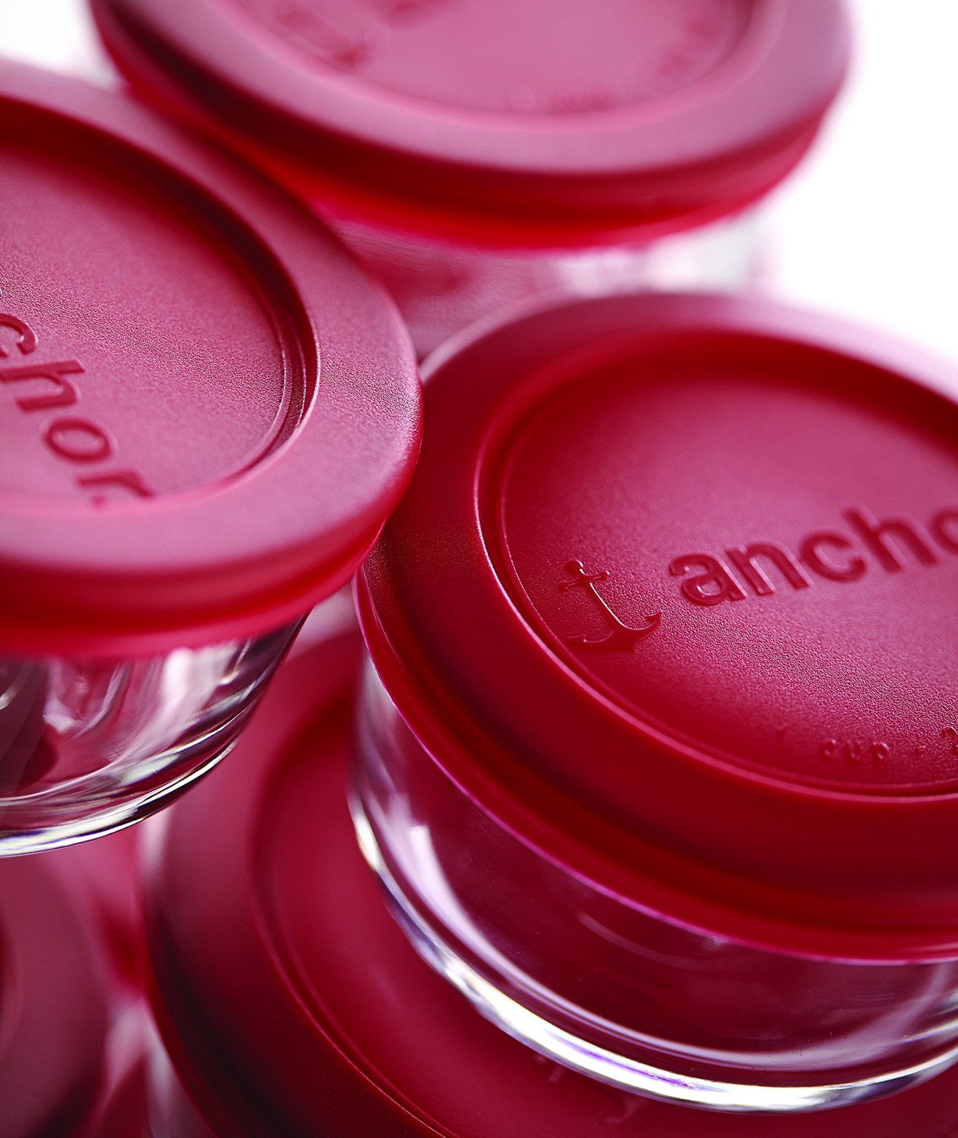 Anchor Hocking Glass Food Storage Containers 2 Cup 6Pc Set w/ Lids Red