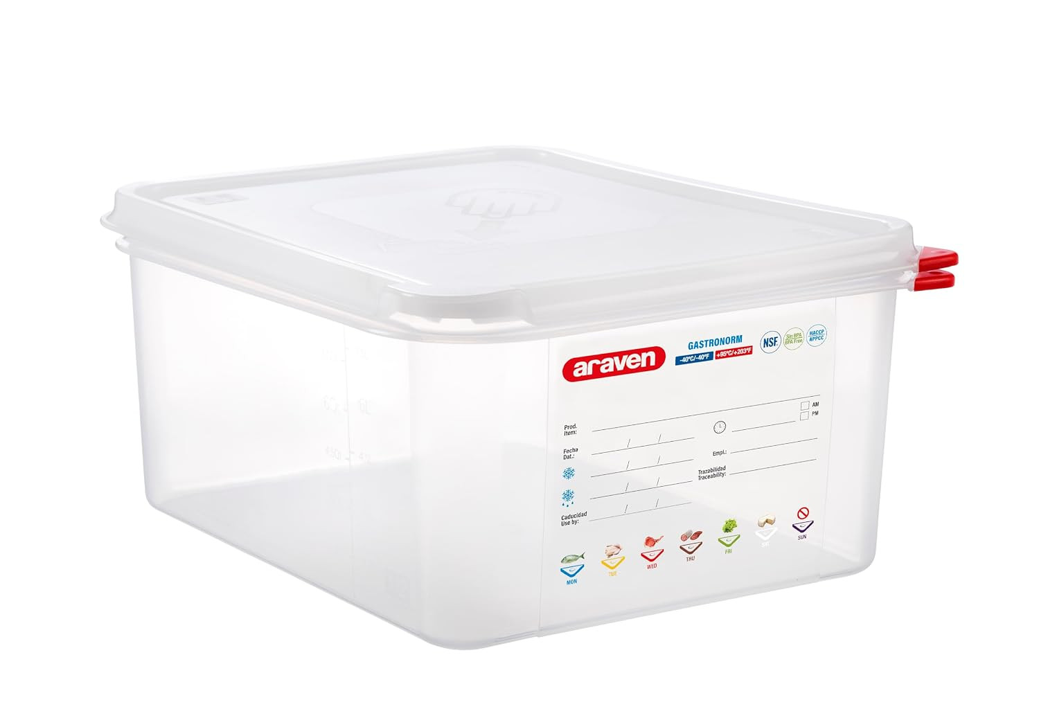 Clear Airtight Food Storage Container with Lid, 1/2 GN 6″ Deep