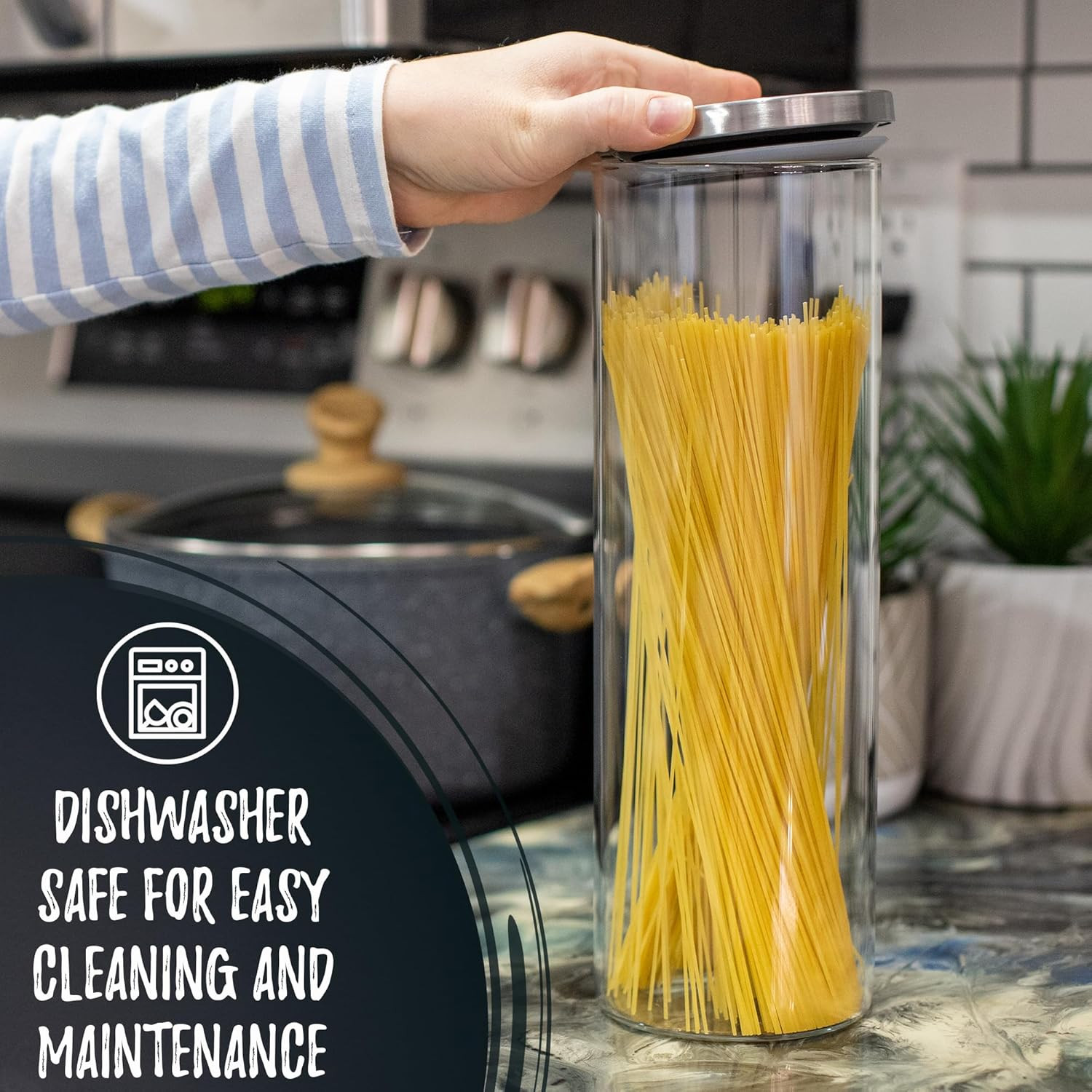 ® Airtight Borosilicate 3Mm Thick Glass Storage Containers for Spaghetti, Pasta,