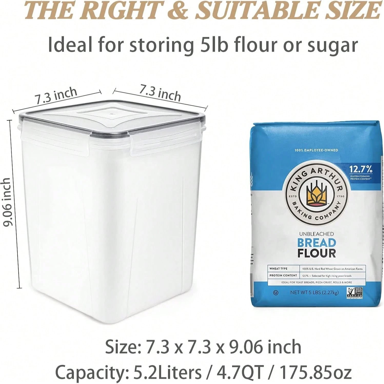 4pc 5.2L Airtight Food Storage Containers Pantry Canisters Labels