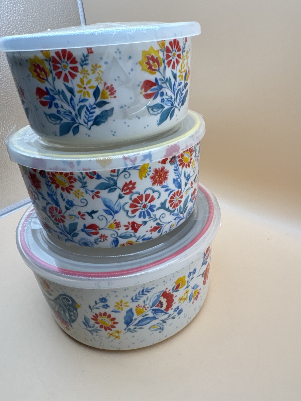 Pioneer Woman 3 Piece Ceramic Storage Containers Granny Cottage Core