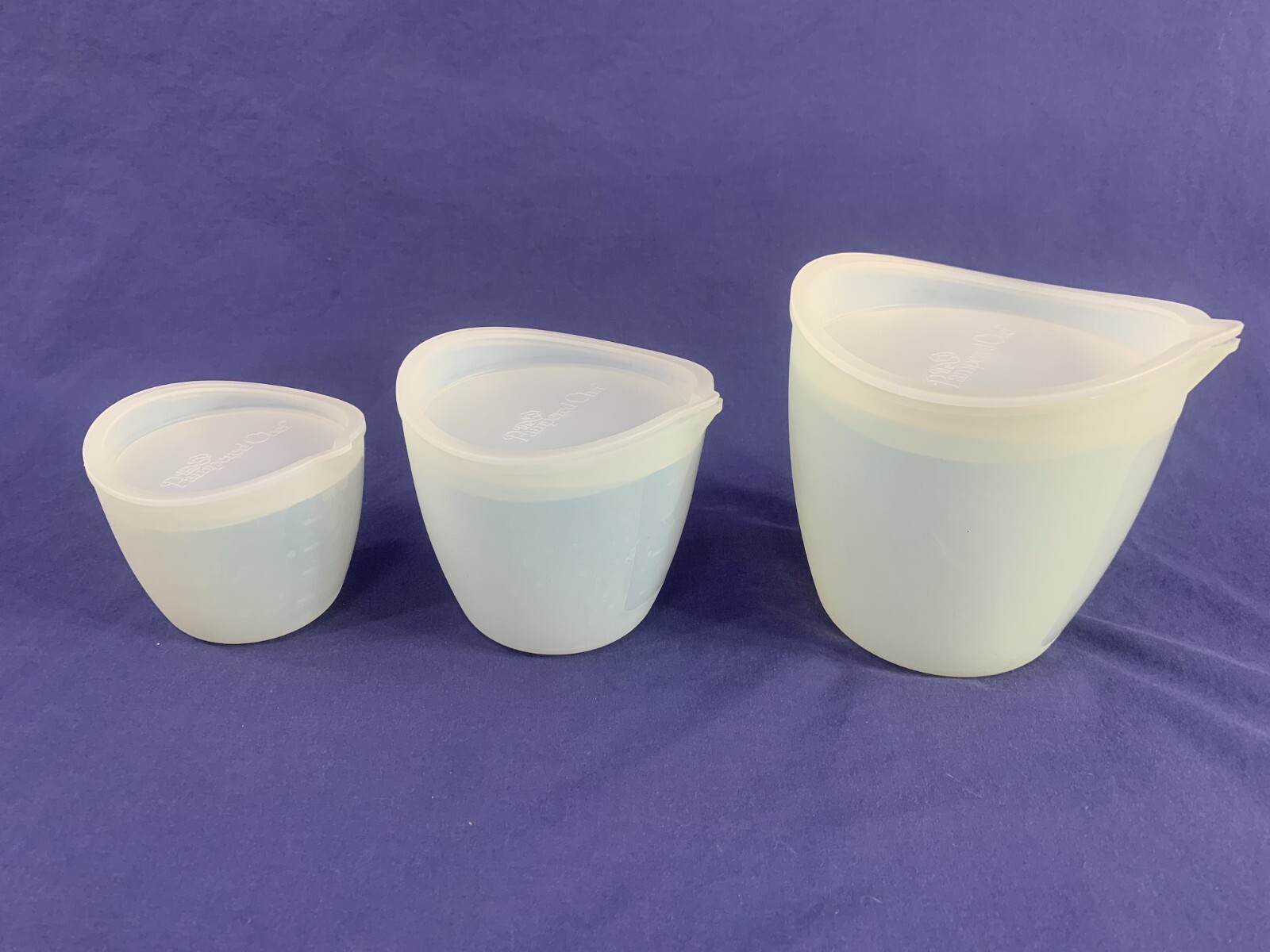 3 pc Set ~ THE PAMPERED CHEF #1751 Nesting Bowls for Prep Storage 1, 2 & 3 Cup