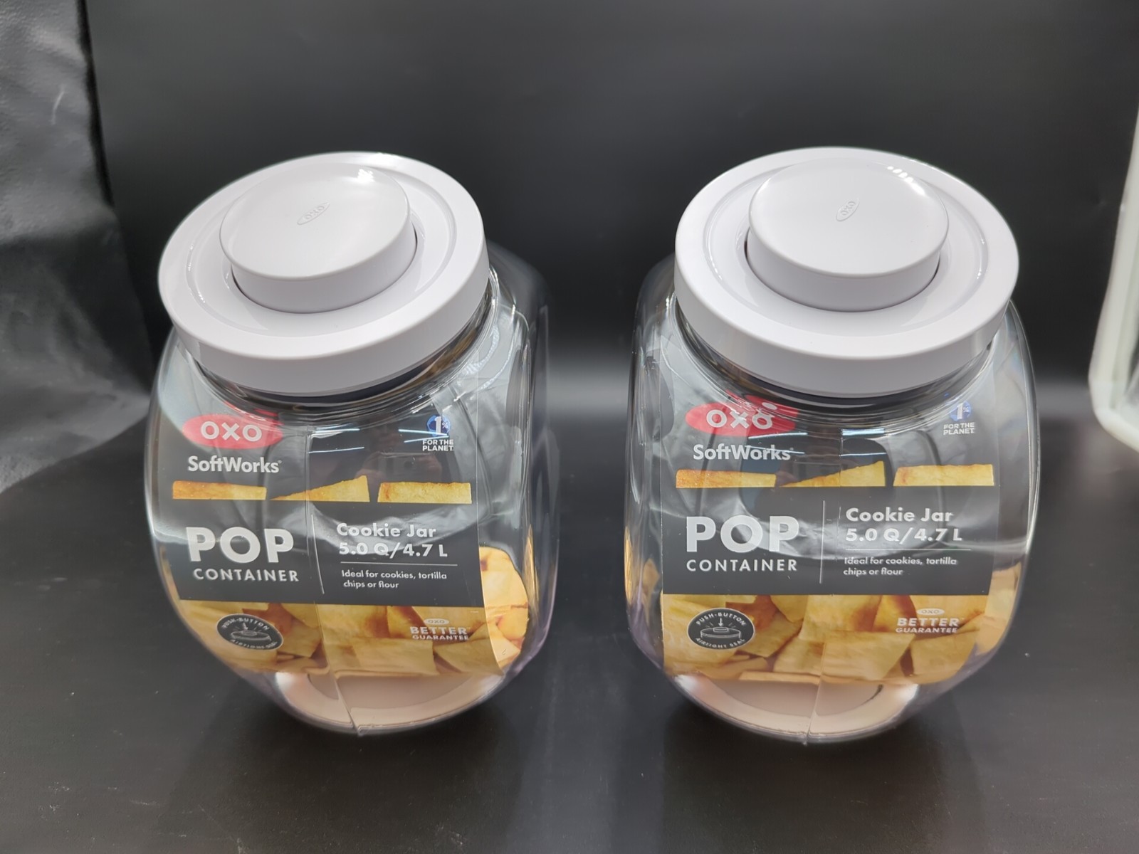 Oxo Pop Airtight Cookie Large Jar Food Storage Container 5Qt Pack of 2