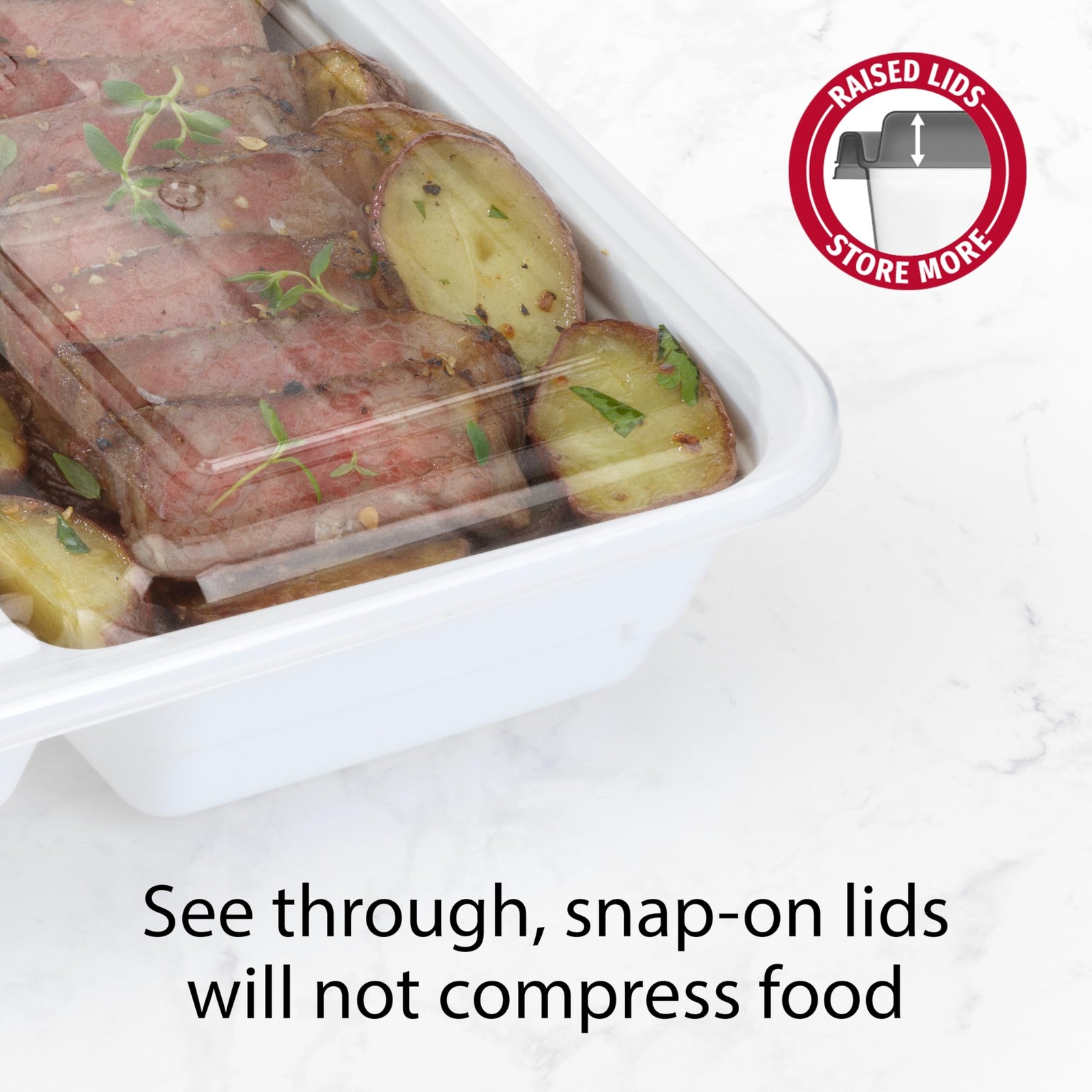 GoodCook Food Storage Containers for Meal Prep Rectangle Three 10 Sets, White