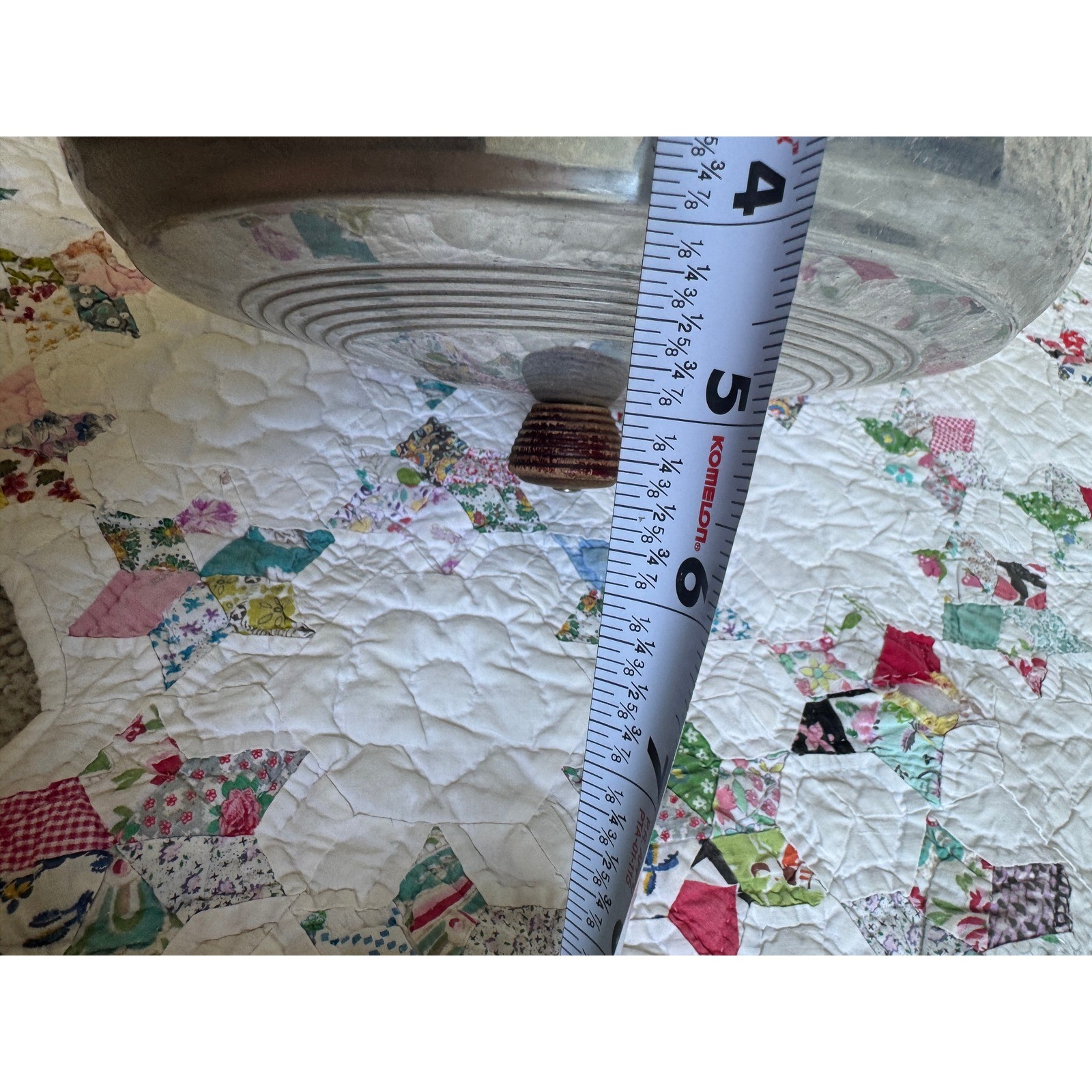 Vintage Spun Aluminum Cake Carrier Dome Cover with Wood Knob 10 Inch MCM Retro