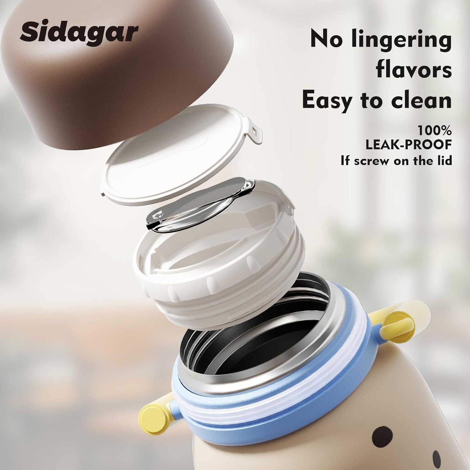 Sidagar 24oz Insulated Stainless Steel Food Jar Leak-Proof with Handle and Spoon