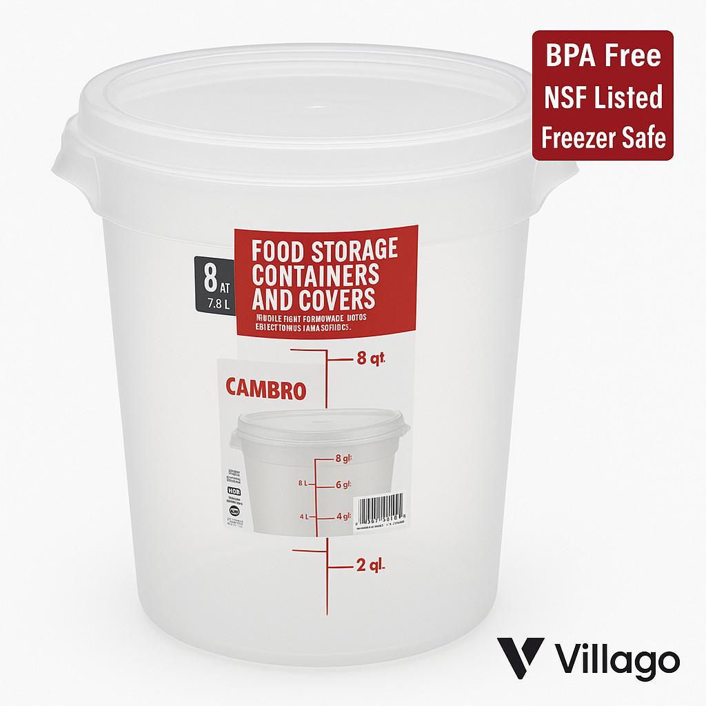 Cambro 8 Qt Round Food Storage Containers w/ Lids Translucent Red 2 Pack