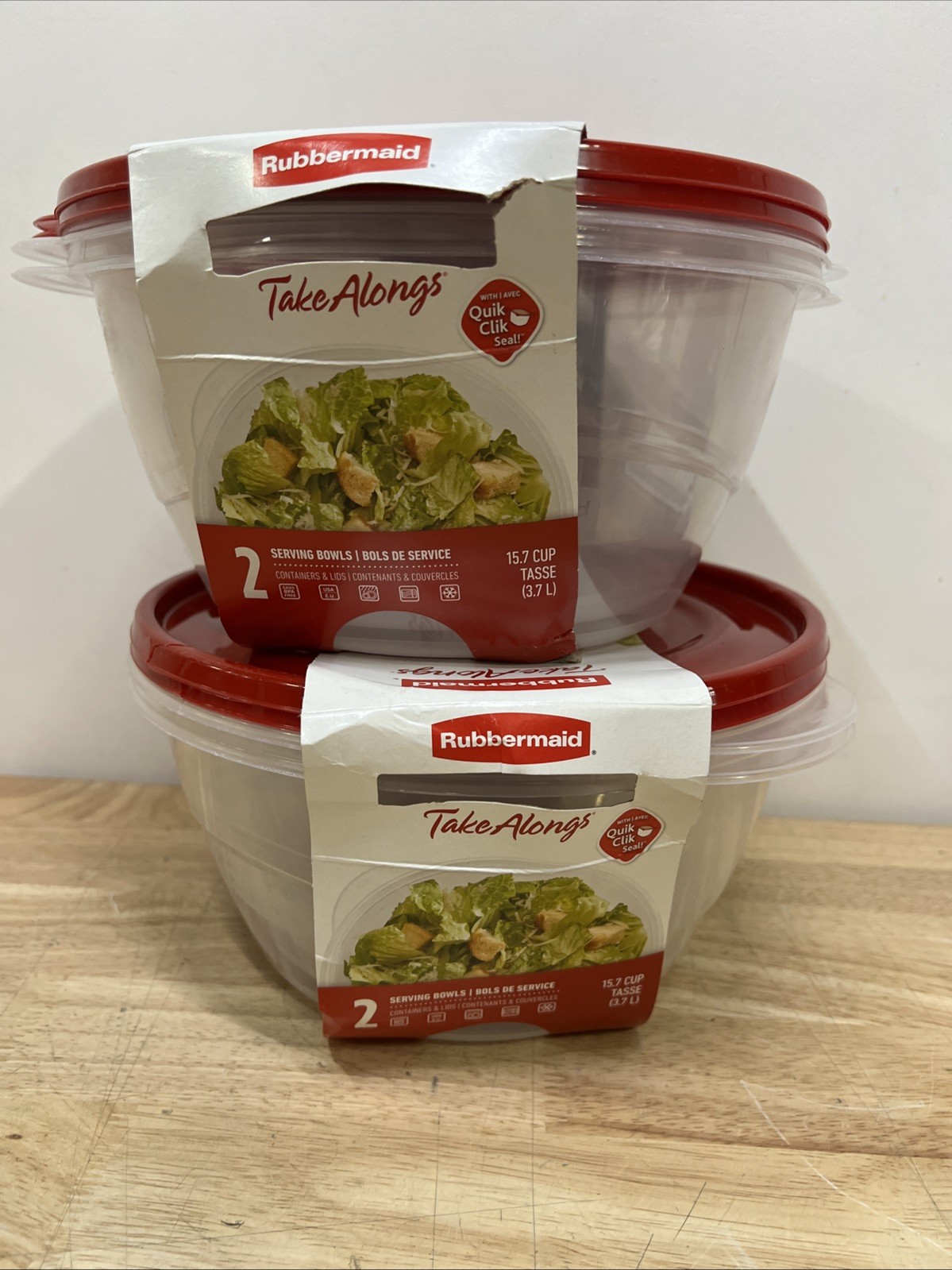 4 Rubbermaid TakeAlongs 15.7 Cup SERVING BOWLS plastic Storage Container w/ Lids