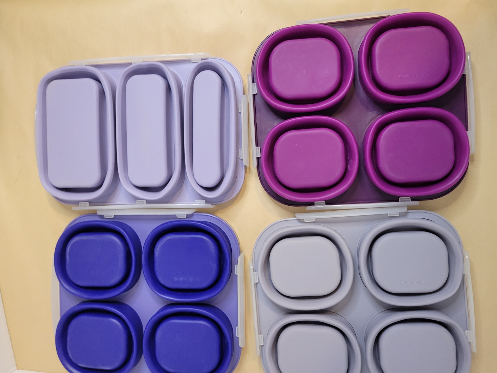 Set of 4 Crofton Portion Perfect 3 – 1 c Silicone Trays w lids 1- 1c 1.5c 2c A11