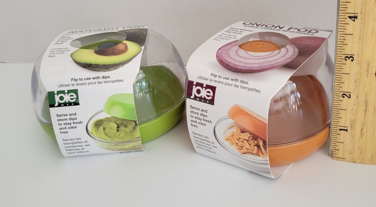 NEW JOIE Fresh Flip Avocado, Onion Pods Food Saver, 2 Pack Green, Orange