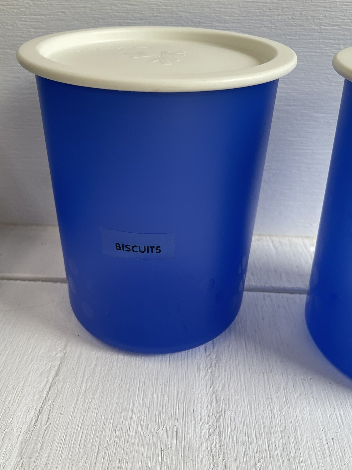 2 x Blue Canister With White Lid 1.25L 2422C-1 Tupperware