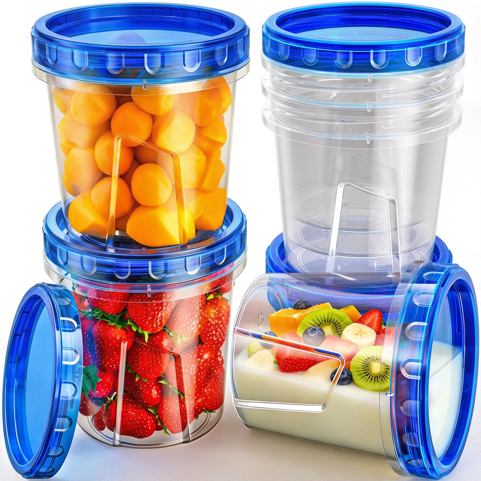 Freezer Storage Containers, [6 Pack-24 Oz] Airtight Plastic Food Storage Contain