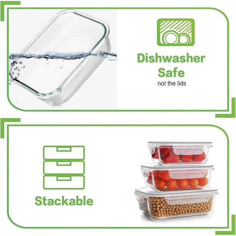 18pcs Glass Food Storage Containers Airtight Meal Prep Leak Proof BPA Free New