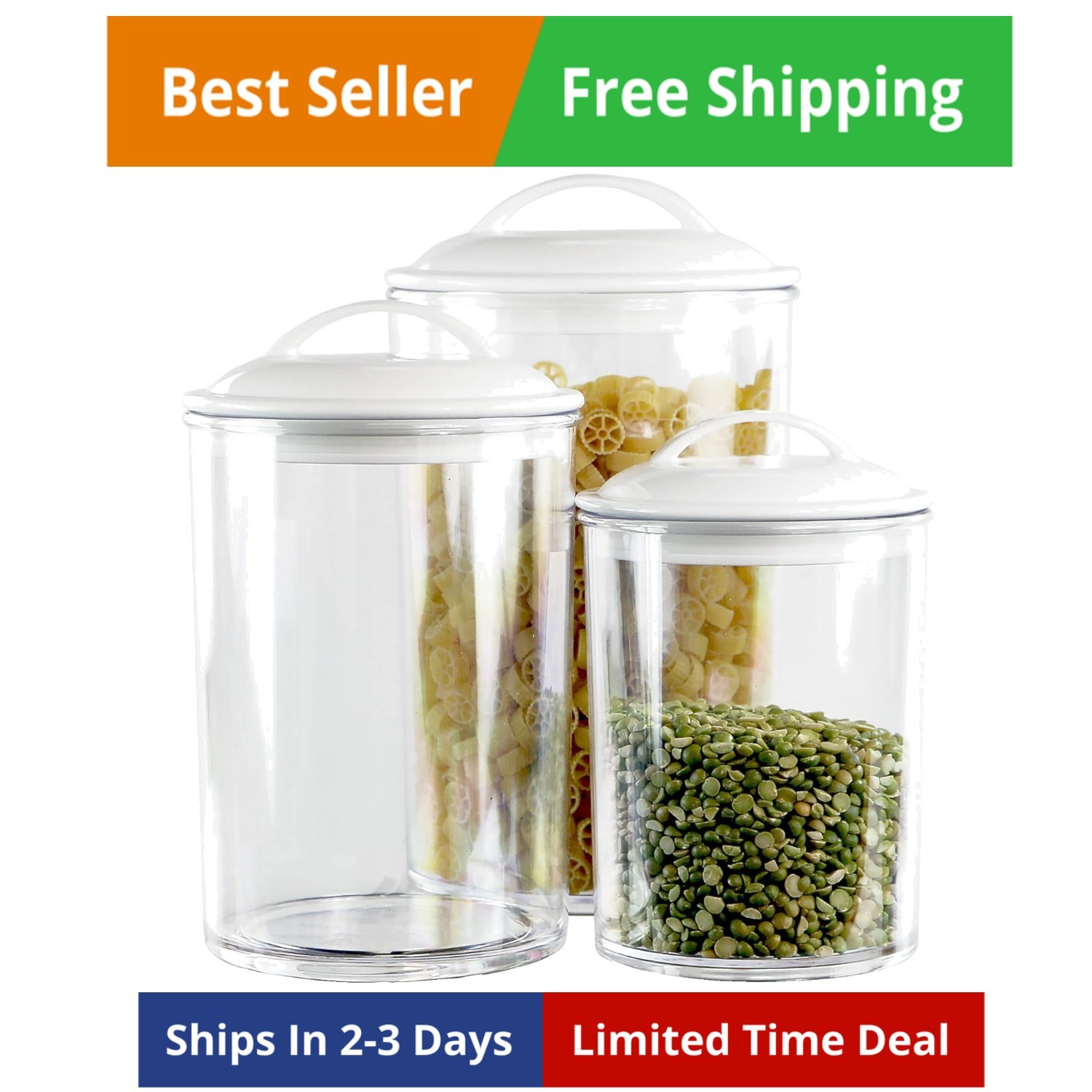 Food Storage Containers, BPA Free Airtight Canisters for Cereal, Pasta, Sugar…