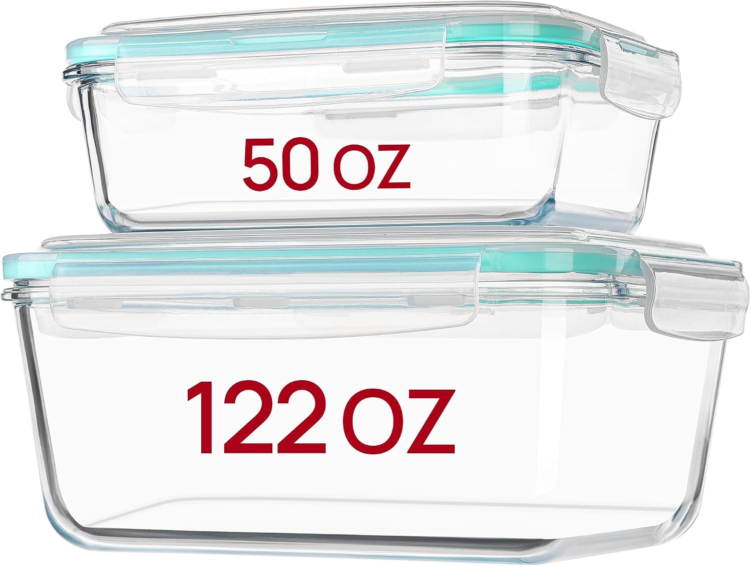 122oz 50oz Large Glass Food Storage Containers W/ Airtight Lids Big Glass