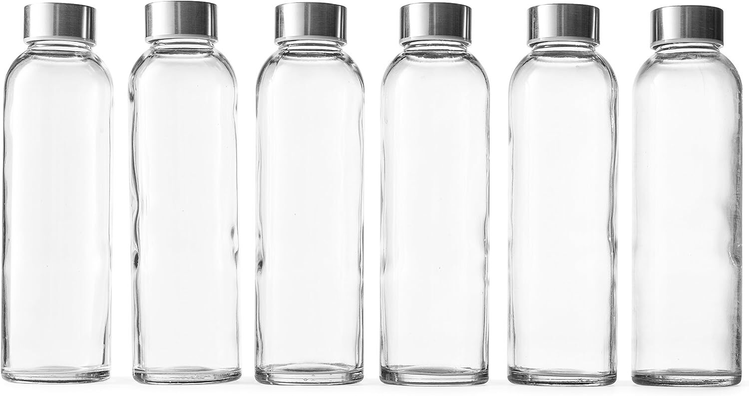 18-Oz. Glass Water Bottles With Lids, Juice Bottles – Bpa Free & Eco-frien