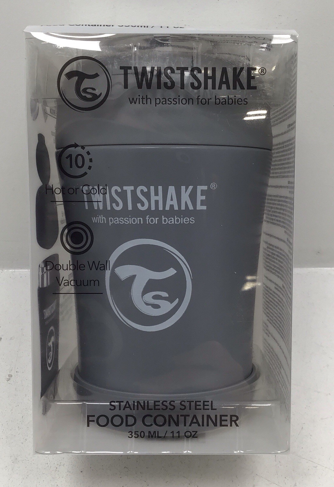 TwistShake Stainless Steel Food Container 11oz/350ml, Gray