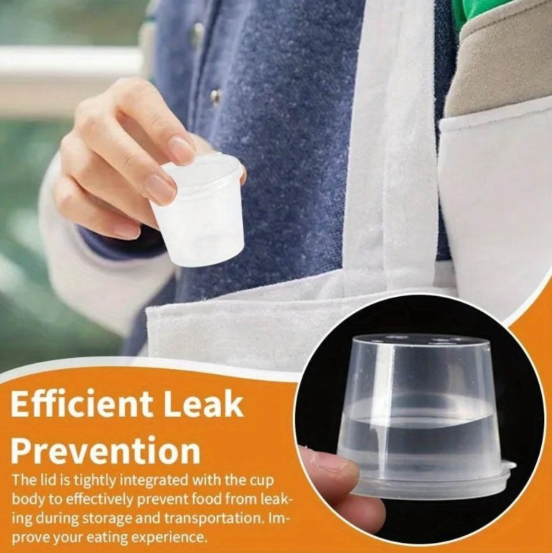 50pcs Clear Plastic Sauce Cups w Lids 25ML Disposable Food Containers
