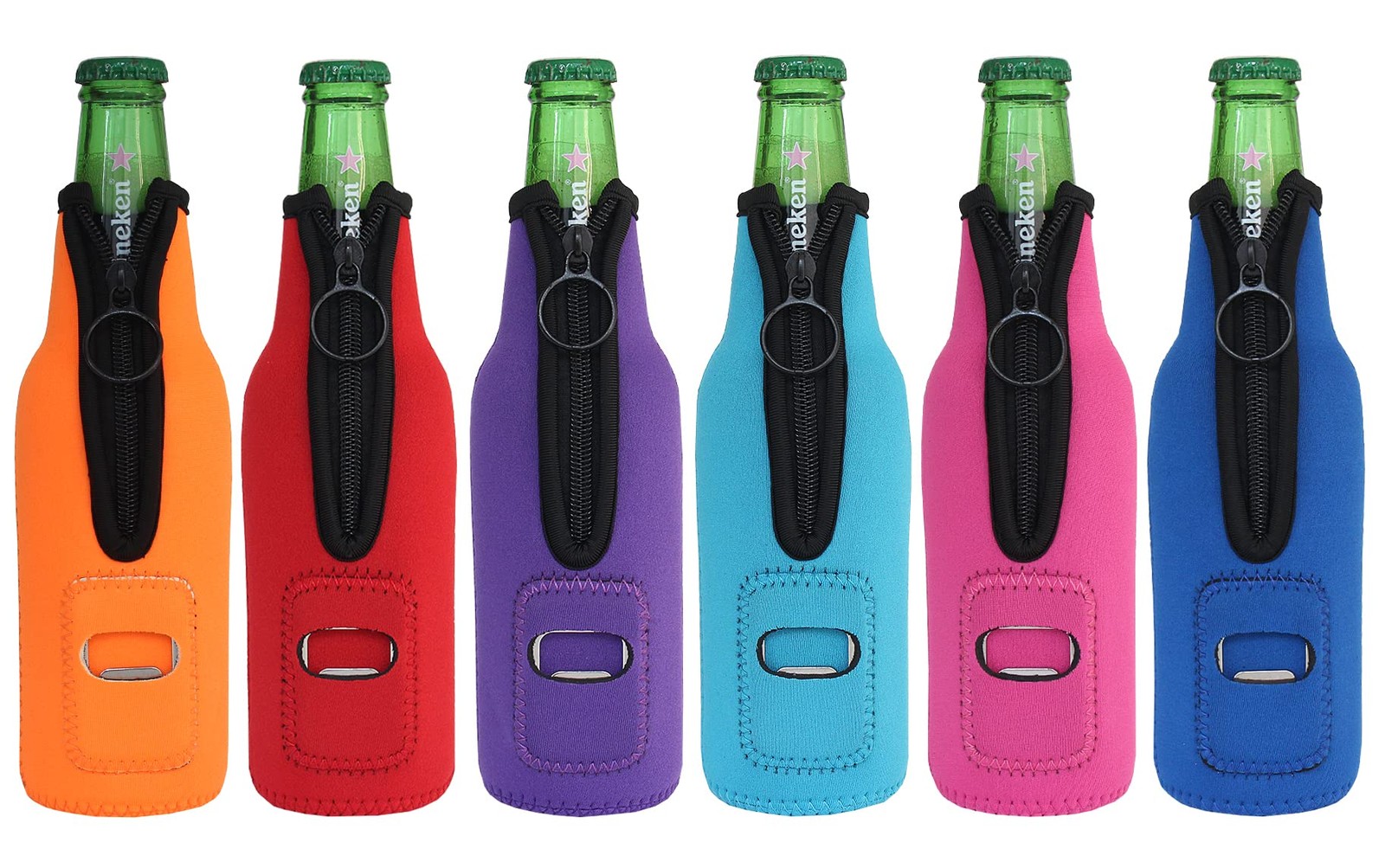 6 Pack Beer Bottle Sleeves – Frriotn Neoprene Insulated Holder Bottle Opener