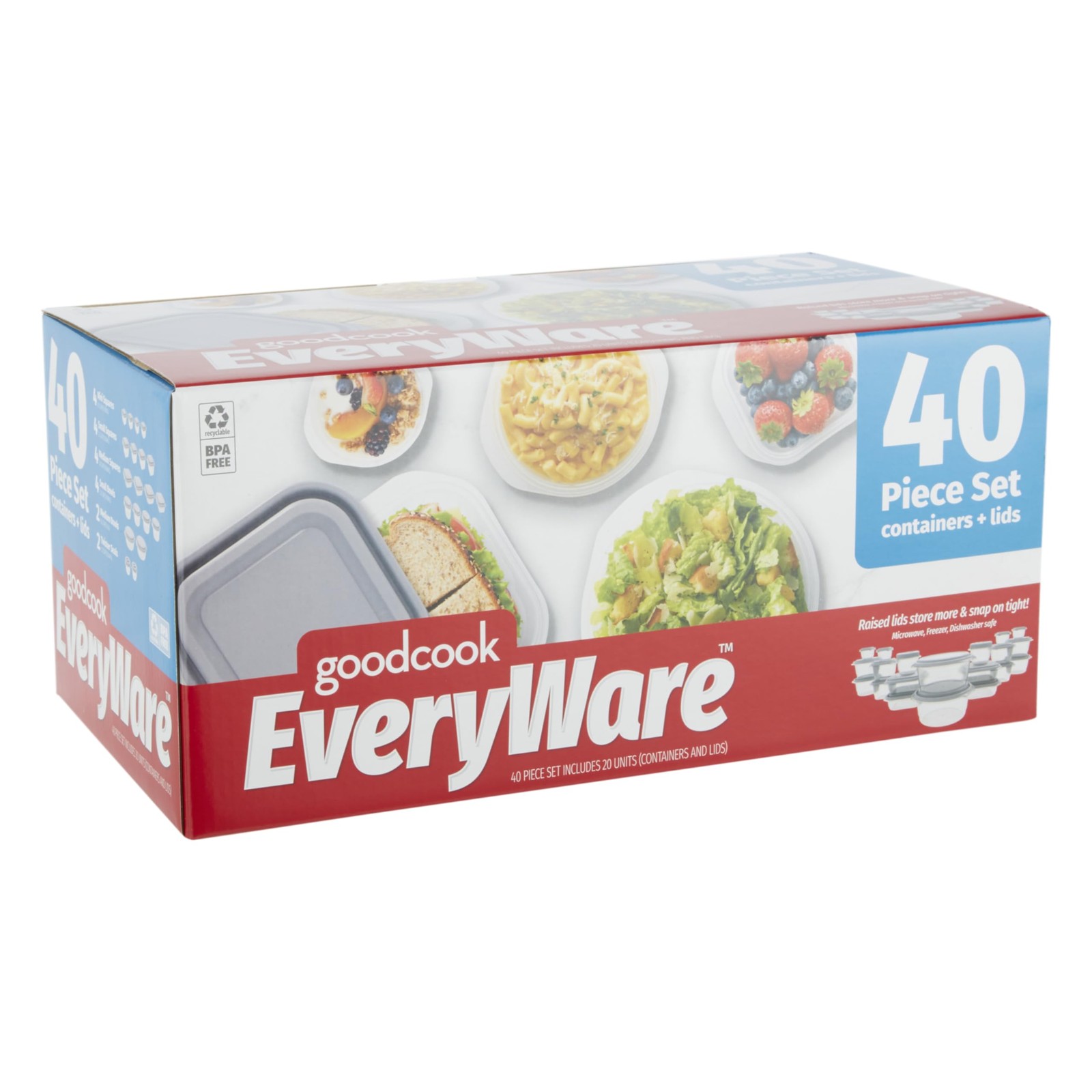 EveryWare 40-Piece Food Storage Container Set, BPA-Free Plastic, Click and Fr…