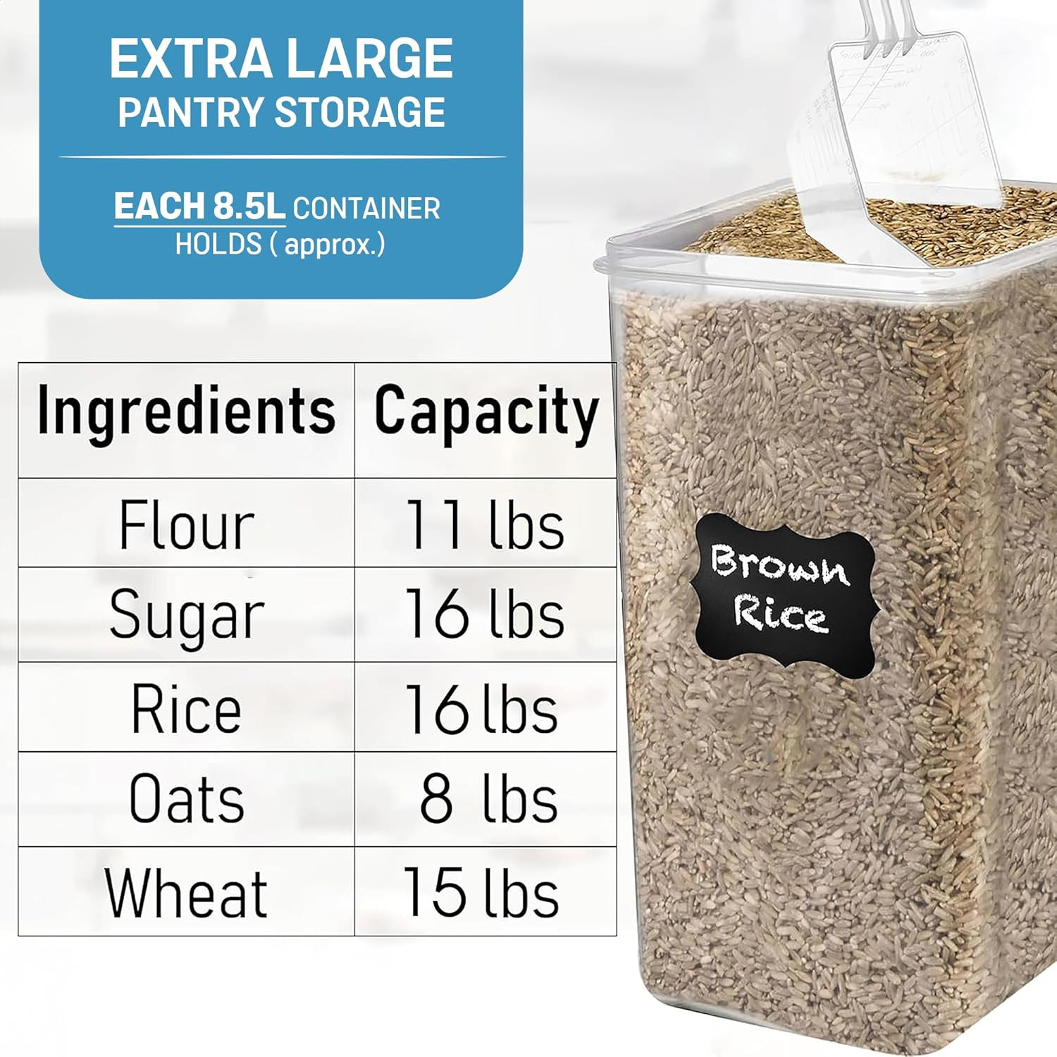 8.5L/287Oz Extra Large Airtight Food Storage Containers (2 PC) with Lids, Kitche