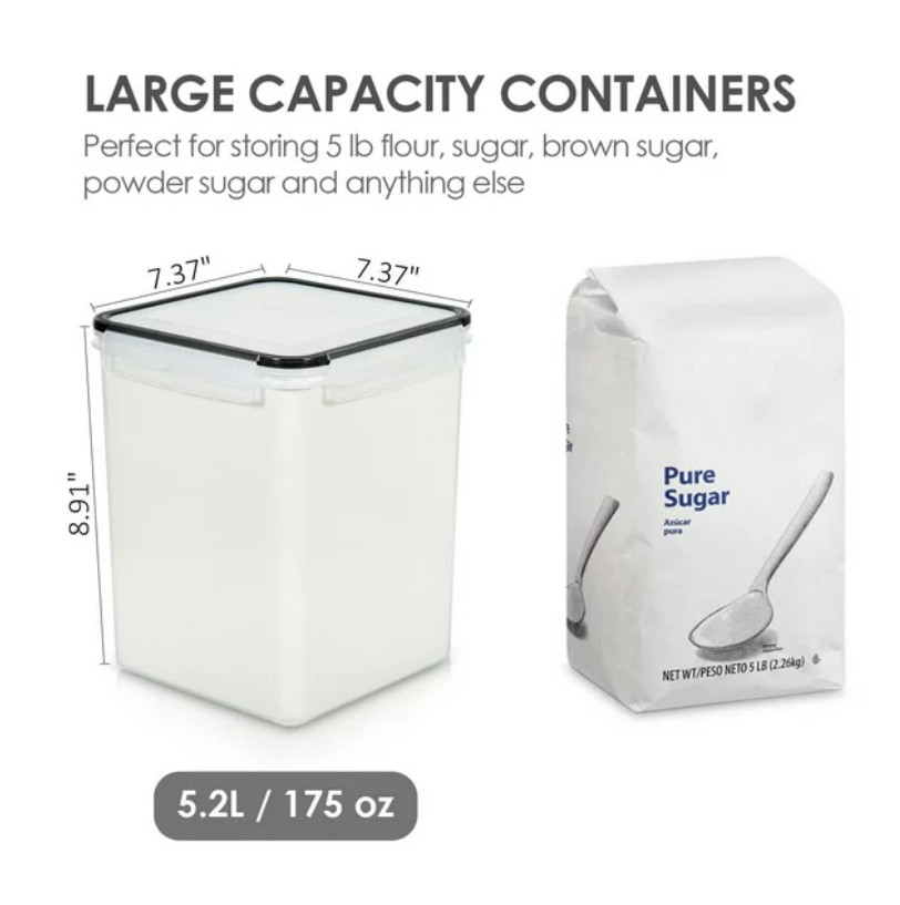 Storage Canisters 4 Pcs Large Food Storage Container for Flour, Sugar