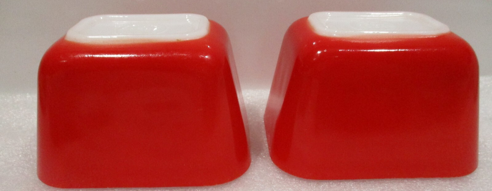 TWO Vintage Pyrex 501-B Fridgie Mini Glass Dish Red 1.5 cup *NO LIDS*