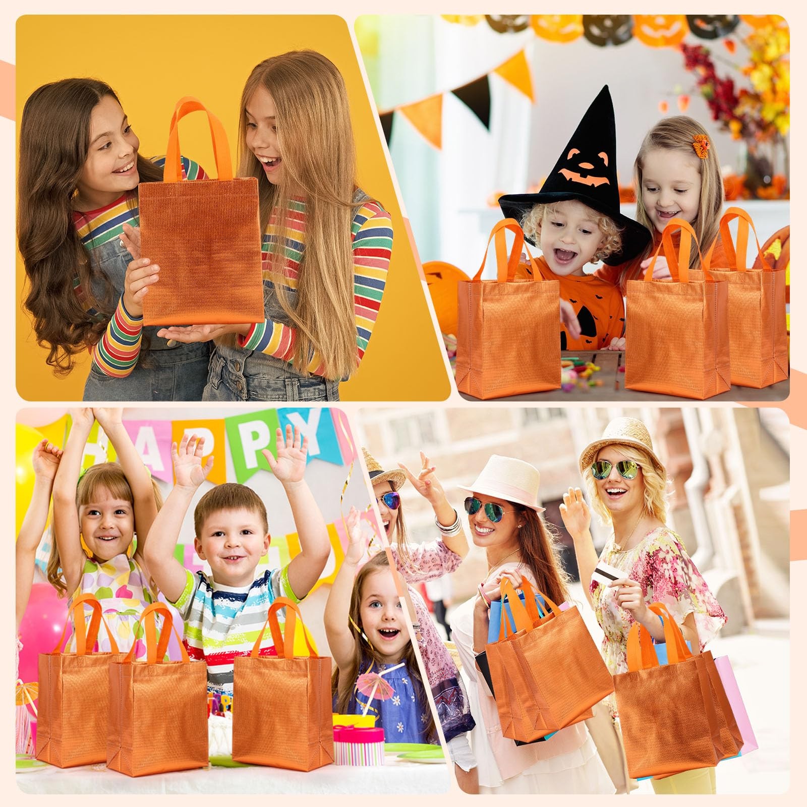 Eccliy 80 Pcs Reusable Gift Bags Set Glossy Grocery Gift Tote Handle For
