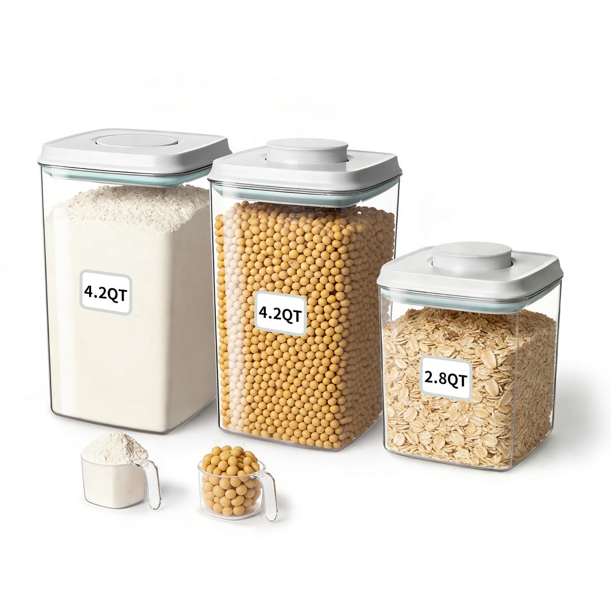 Airtight Food Containers Set with One-Touch Lid, Mixed Size Set (2.8 Qt + 4.2…
