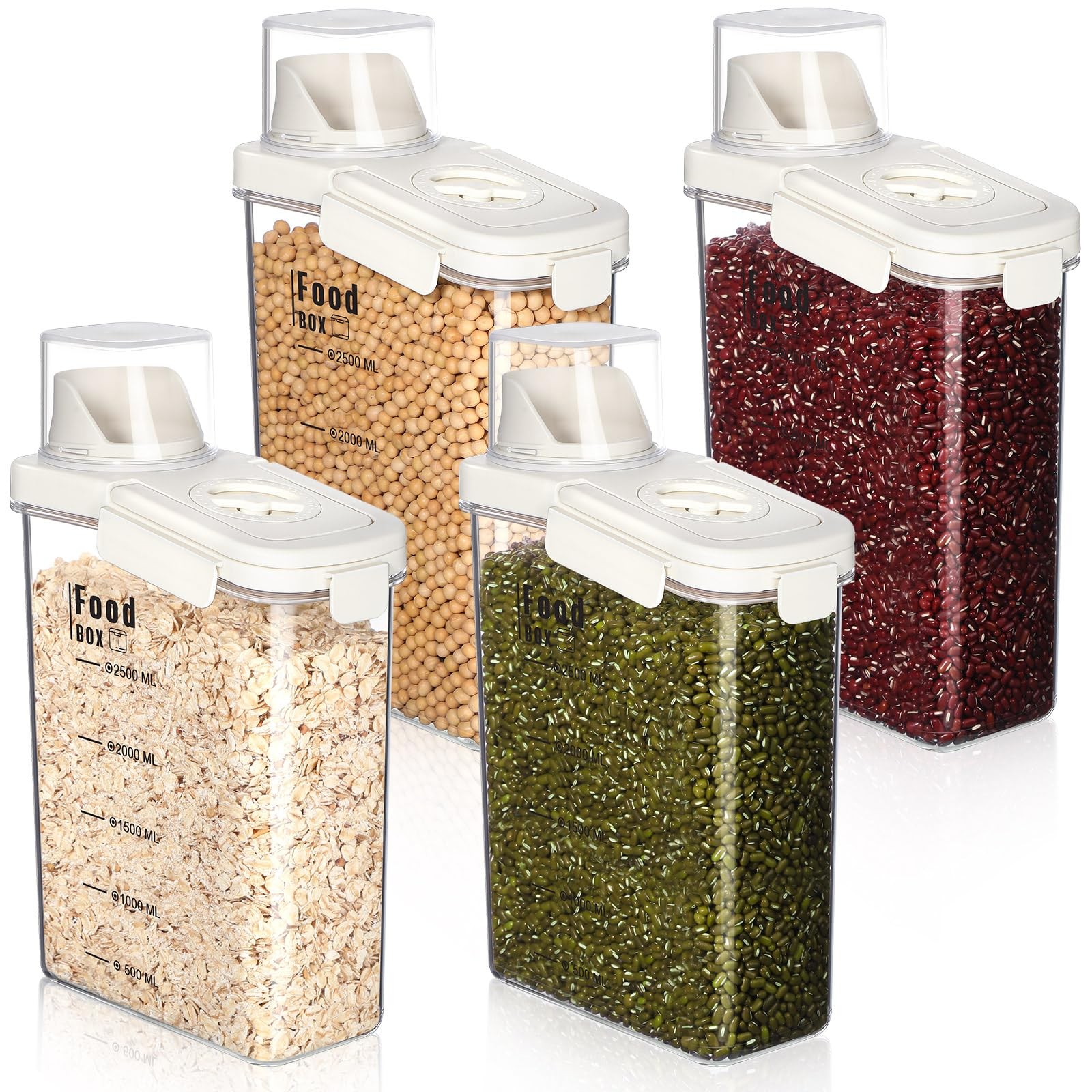 4 PCS Cereal Containers Storage 2.8L Airtight Large Dry Food Containers with …