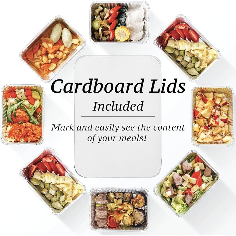 Aluminum Foil Containers W/ Lids Disposable Takeout Food Storage 110 Pack New