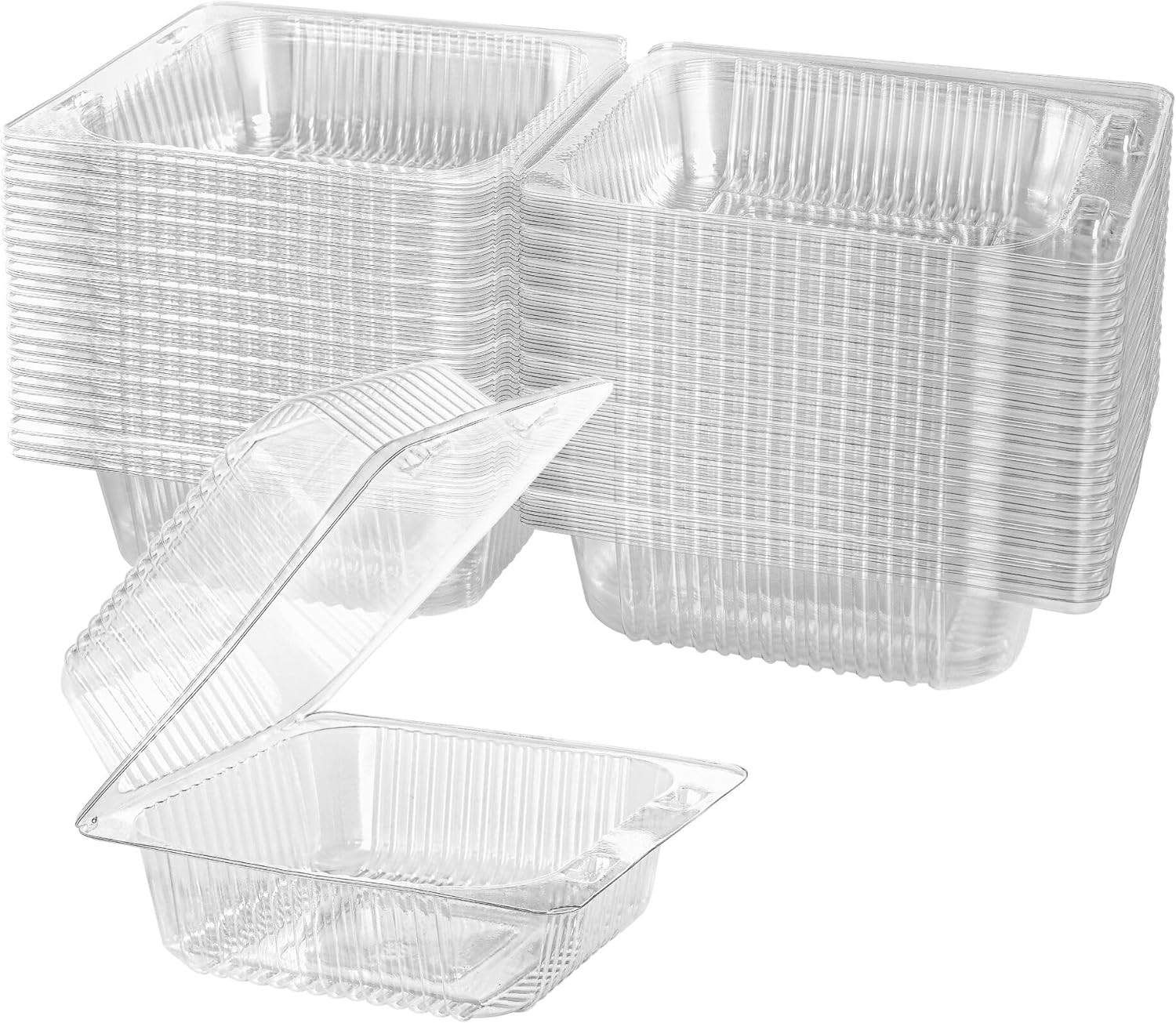 50 Count Clear Plastic Hinged Take Out Containers Clamshell Takeout Tray Food