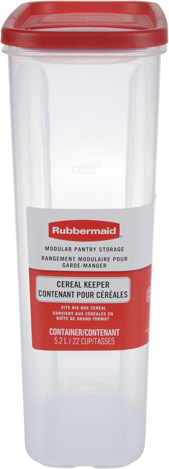 Rubbermaid Modular Cereal Keeper, Large 22-Cup, Red