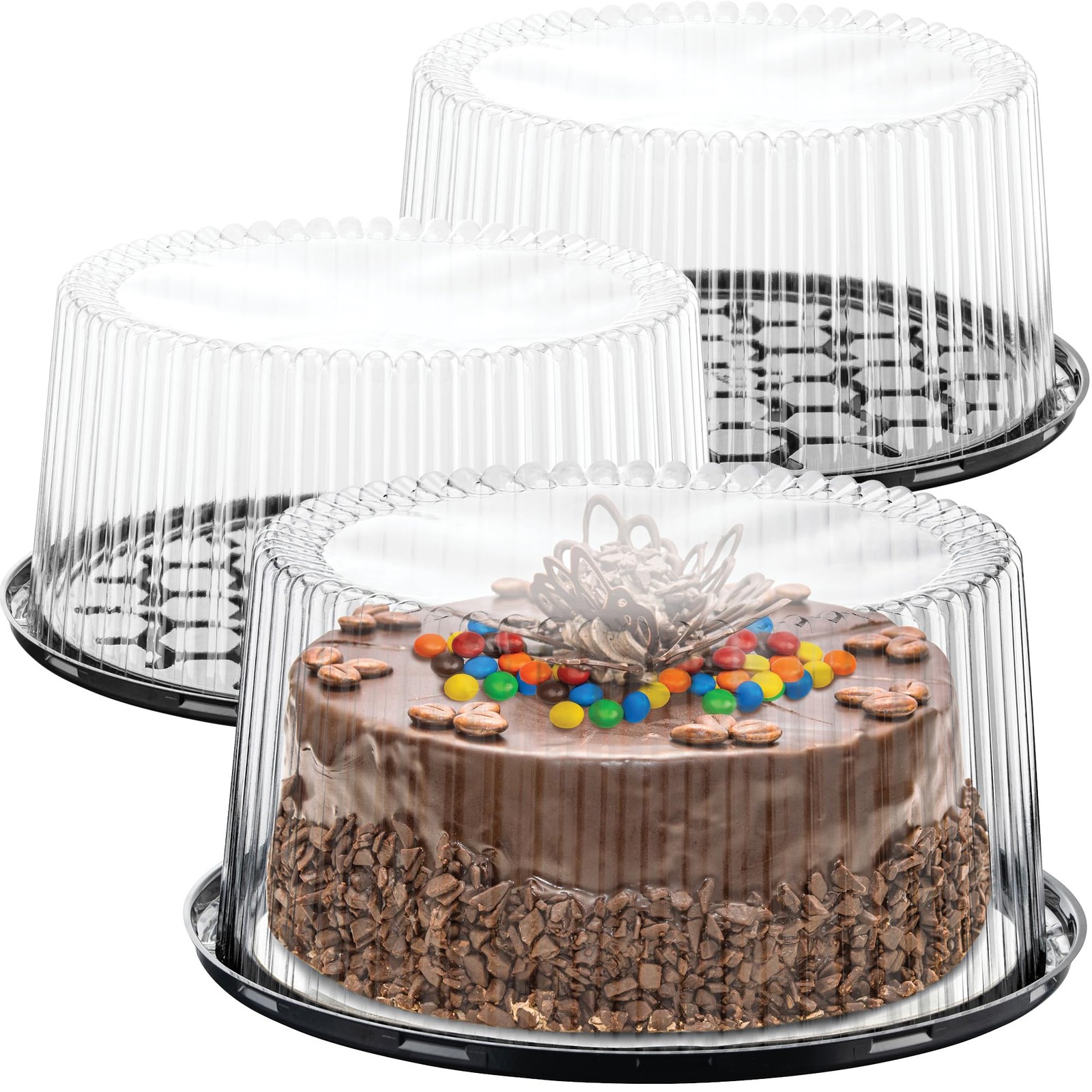 10-11″ Plastic Disposable Cake Containers Carriers with Dome Lids and White