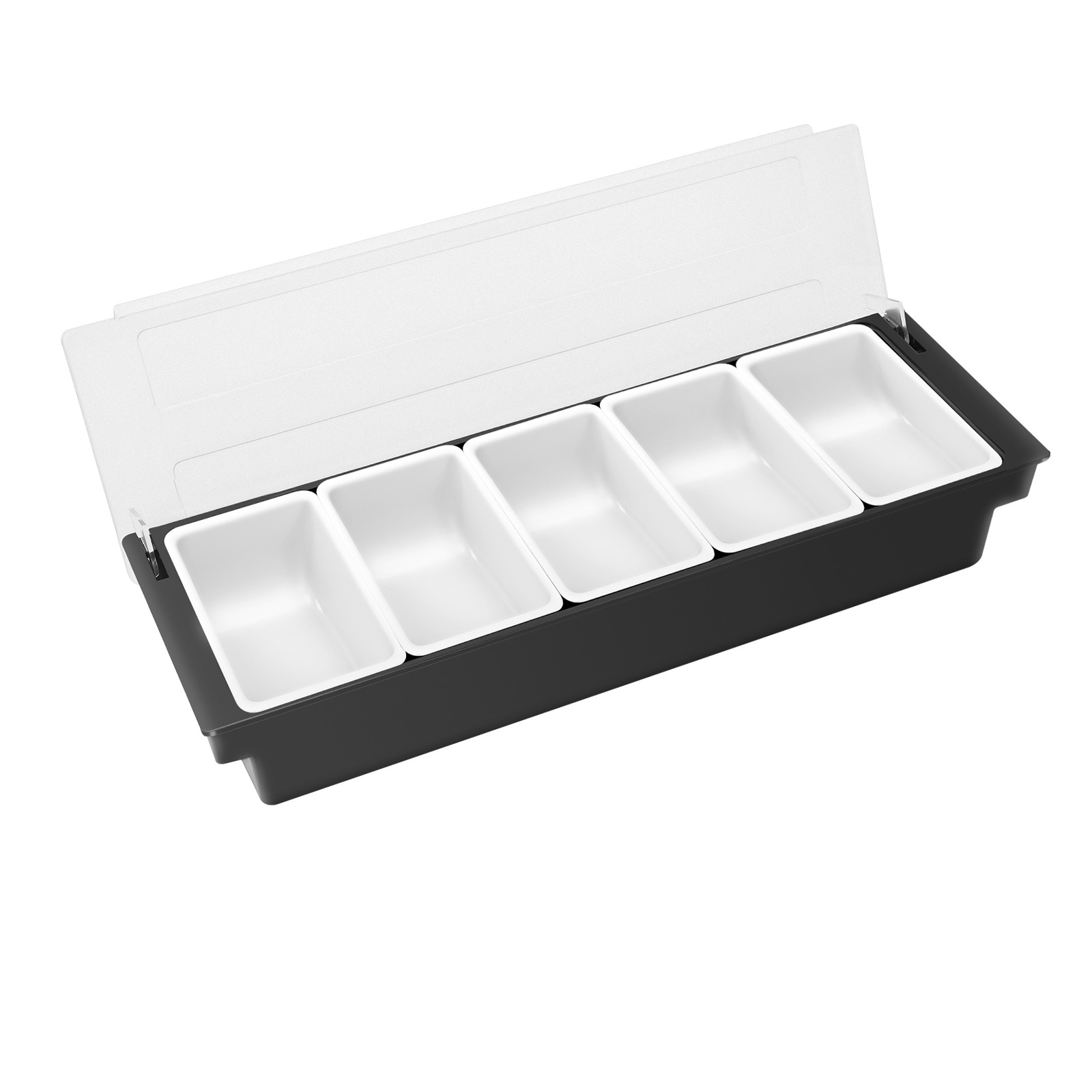 5 Compartment Condiment Server Caddy Serving Tray Container Removable US