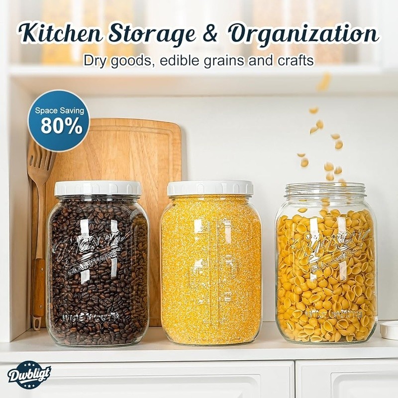 Vintage Large Glass Storage Containers W/ Airtight Lids Food Fermentation New