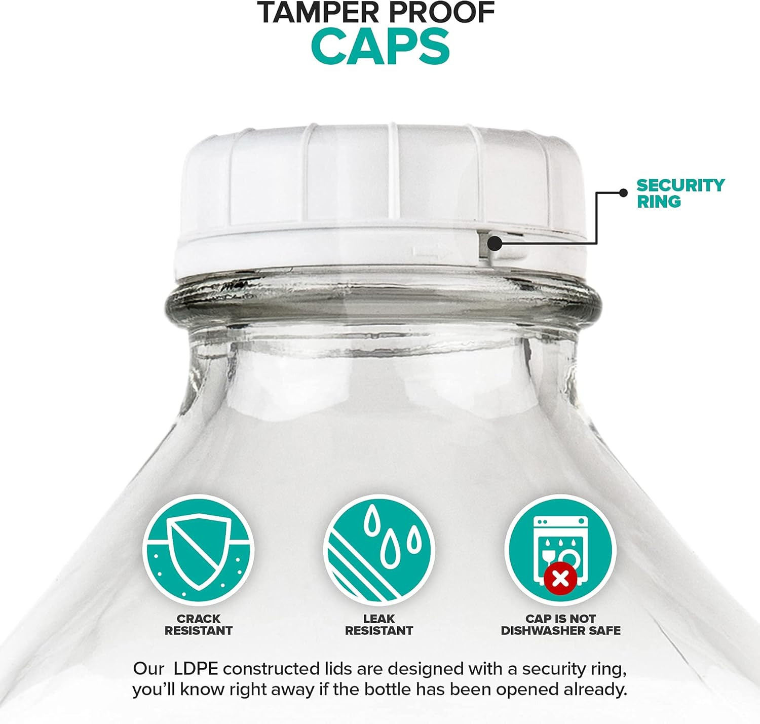 64-Oz Glass Milk Jugs with Caps (2 Pack) – 64 Ounce Food Grade Glass Bottles – D