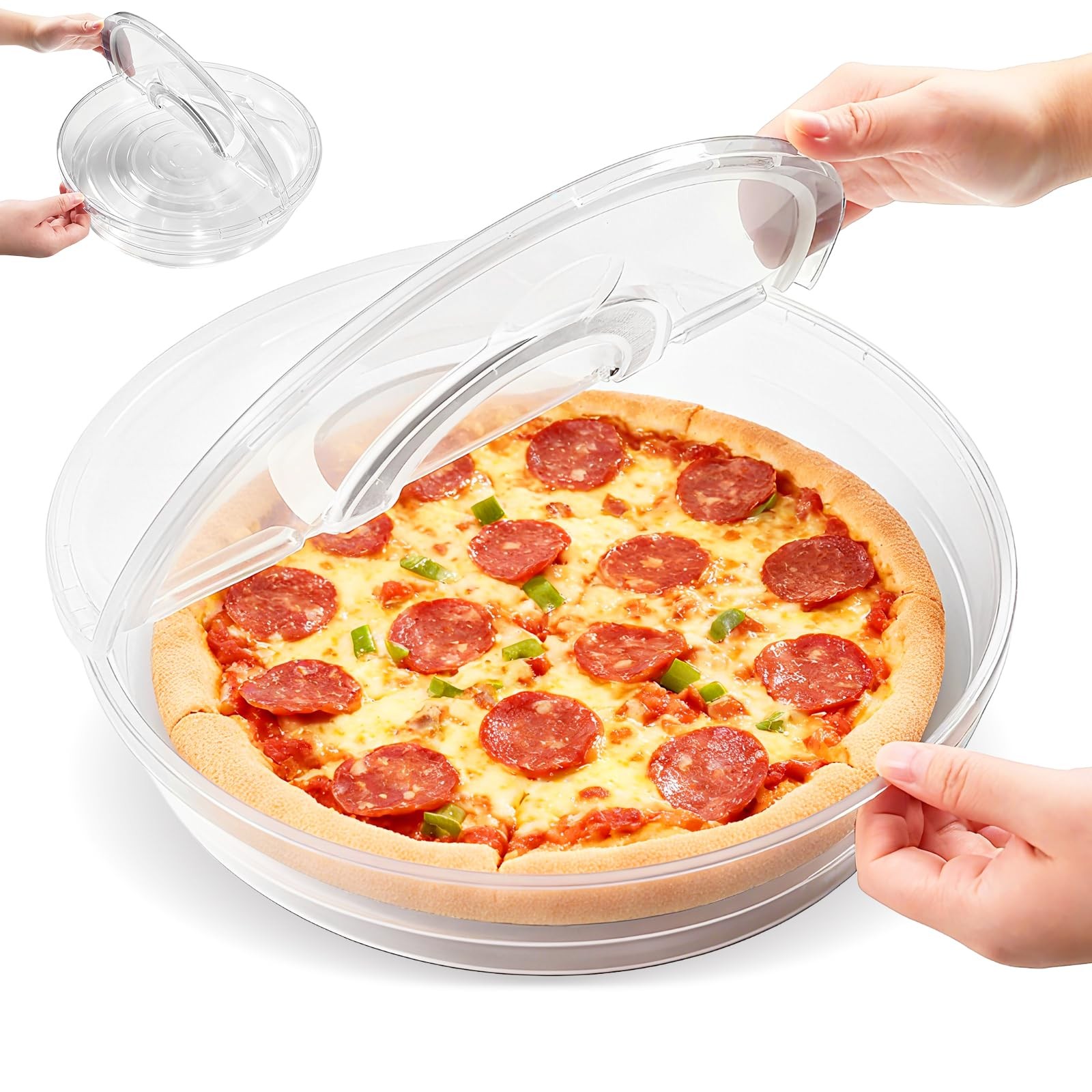 Round Pizza Slice Food Container Clear Plastic Reusable Carrier Keeper 2 Pack…
