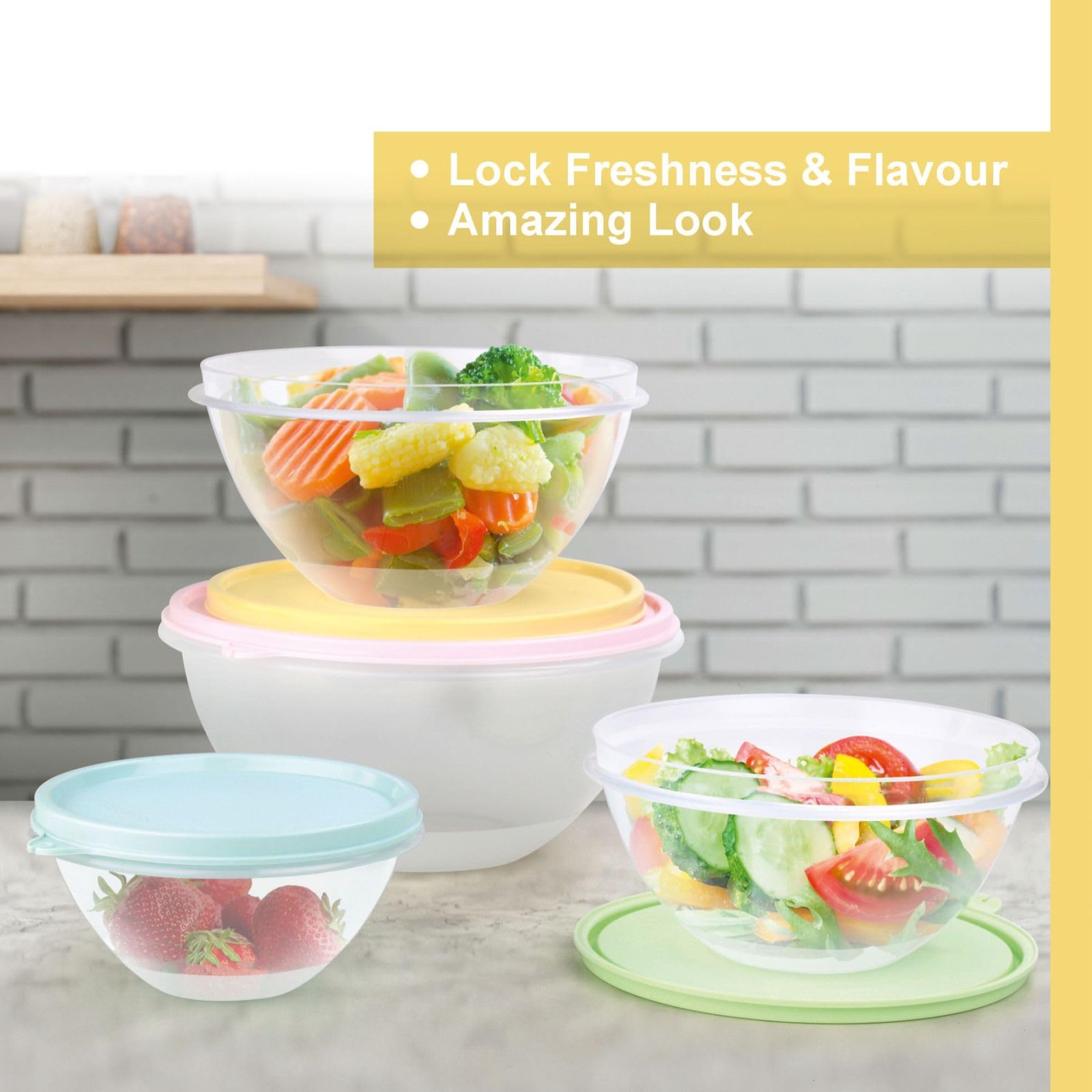 Food Storage Containers with Lids Set of 4 – 60oz, 40oz, 27oz, 13oz Meal Prep…