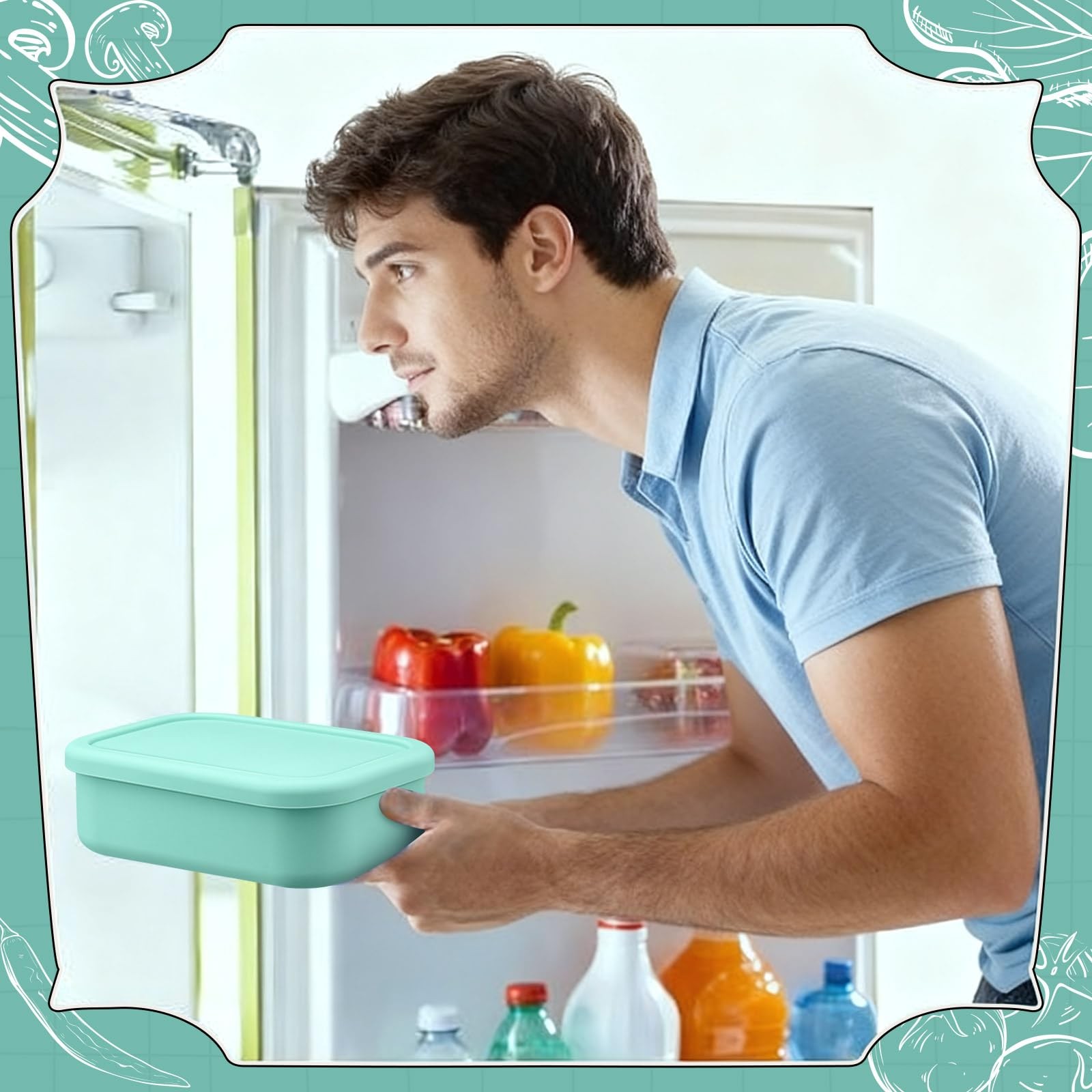 8 Pcs 2 Cup Silicone Freezer Trays with Lid Silicone Soup Freezer Molds Recta…